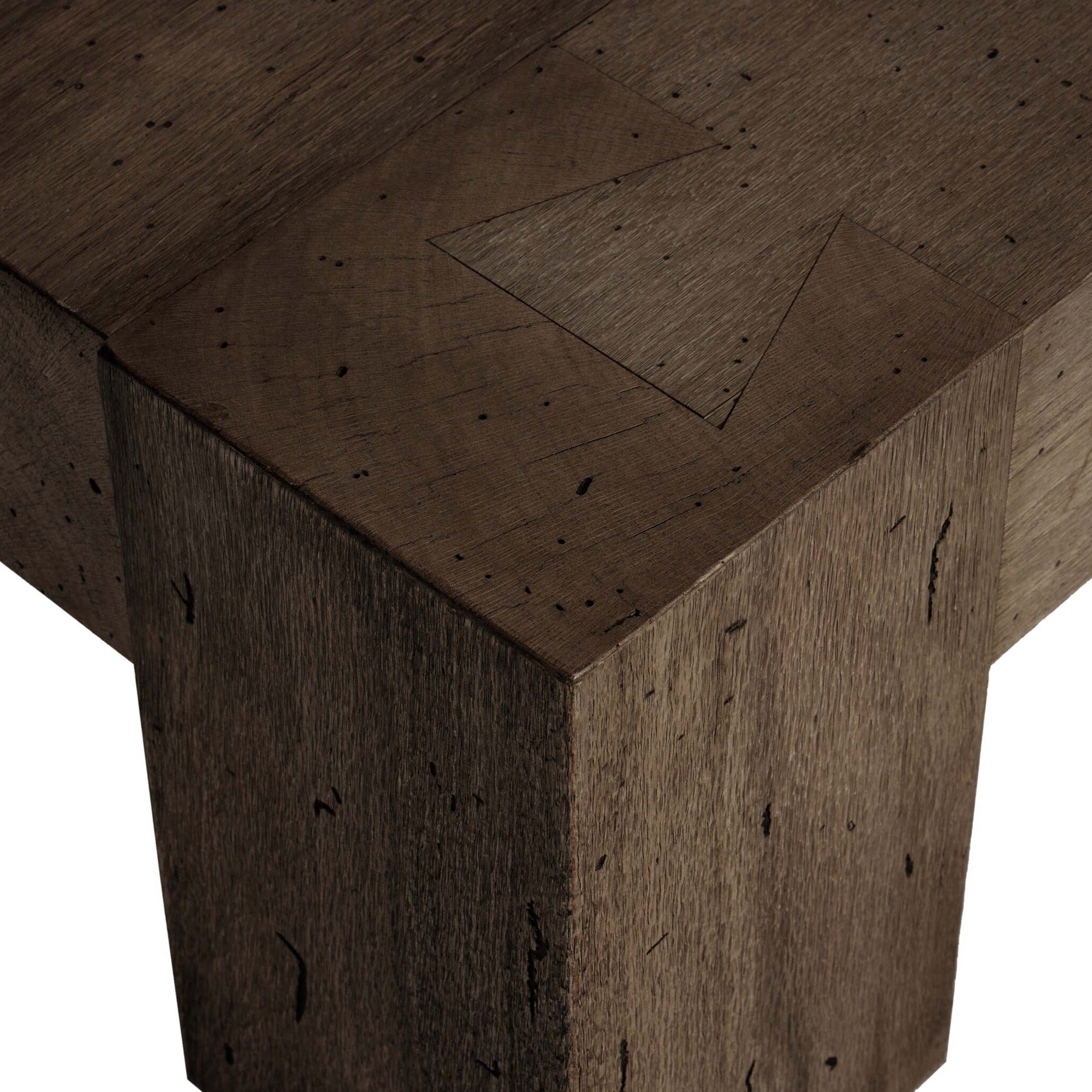 Abaso Rectangular Coffee Table, Ebony Rustic Wormwood Oak