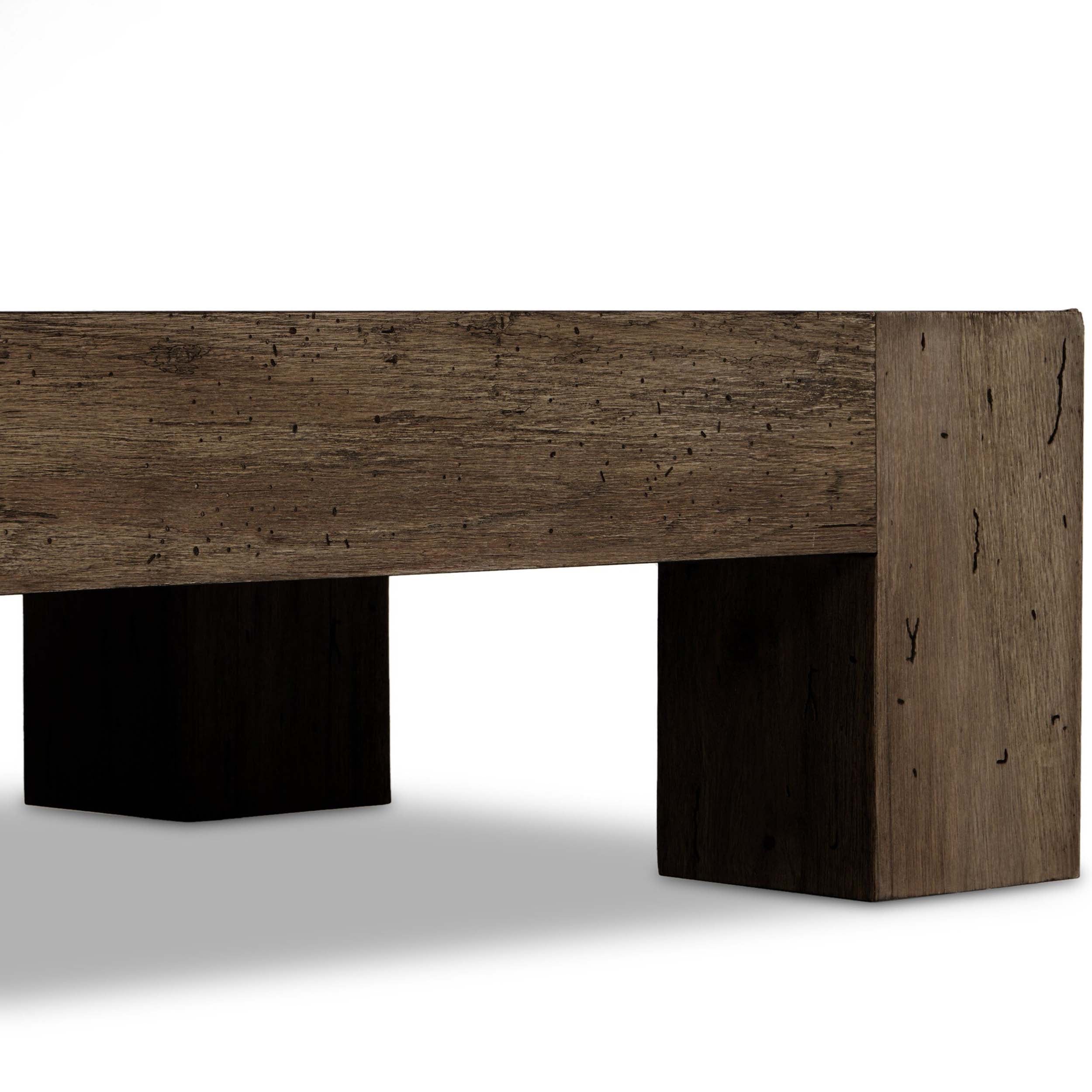 Abaso Rectangular Coffee Table, Ebony Rustic Wormwood Oak