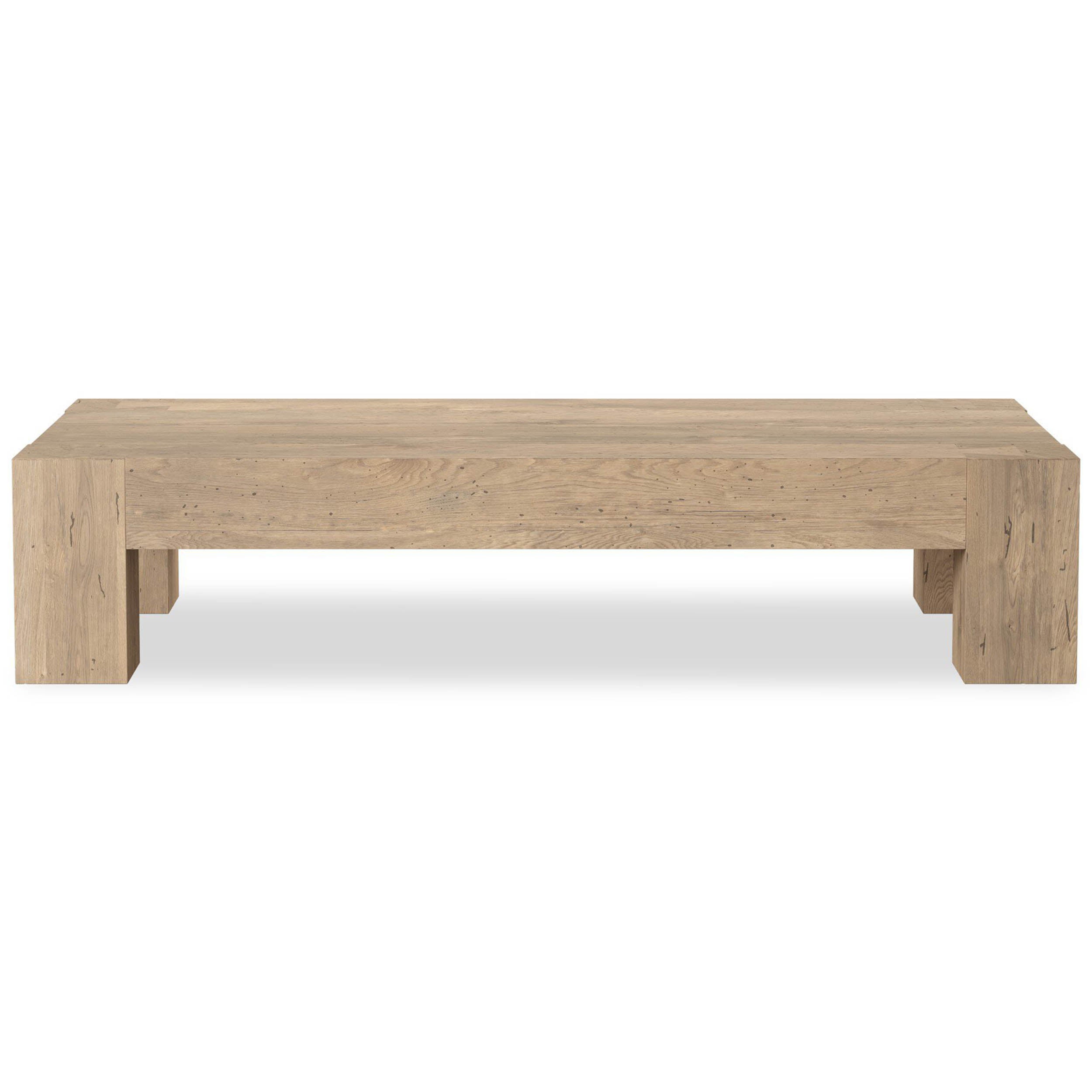 Abaso Rectangular Coffee Table, Whitewash Rustic Wormwood Oak