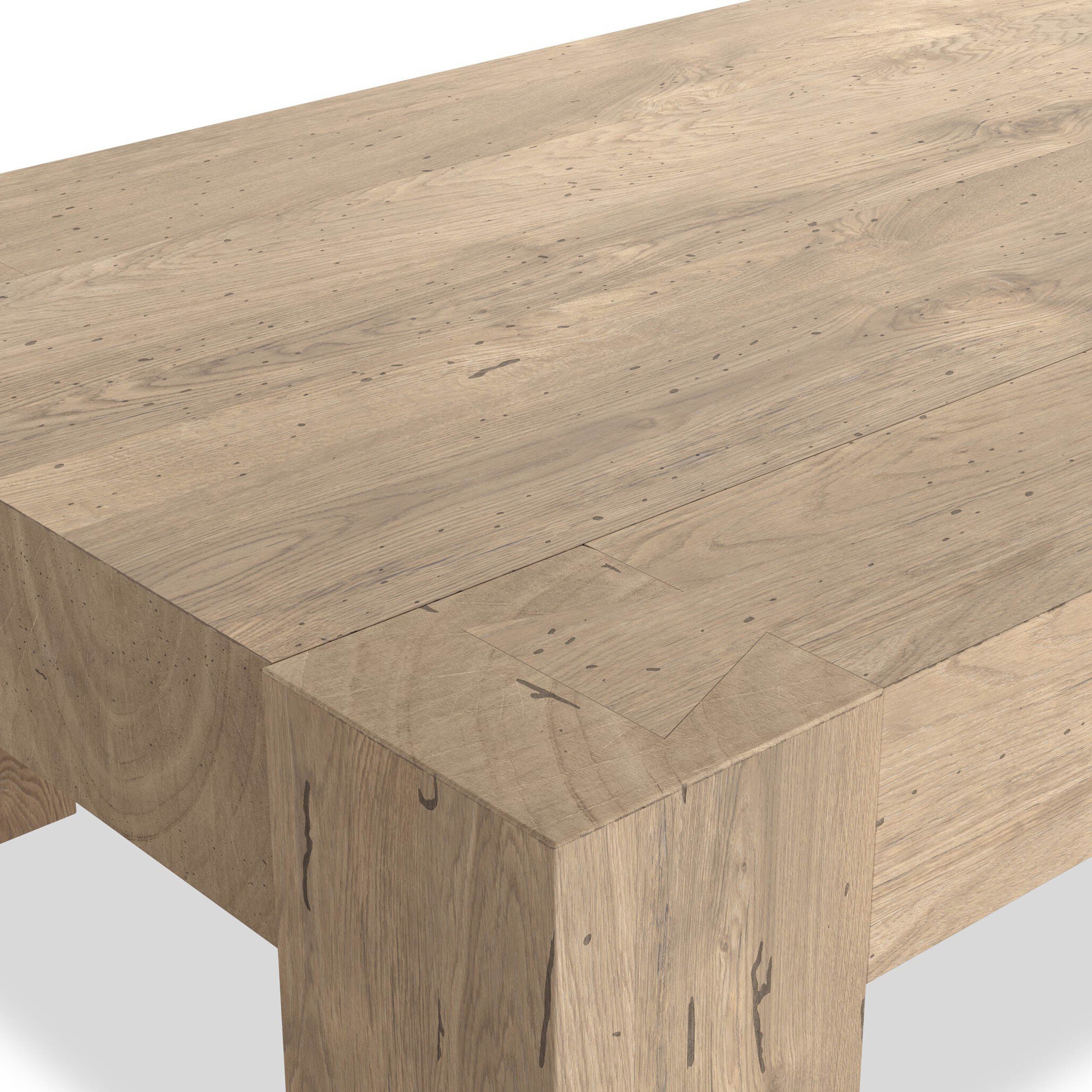 Abaso Rectangular Coffee Table, Whitewash Rustic Wormwood Oak