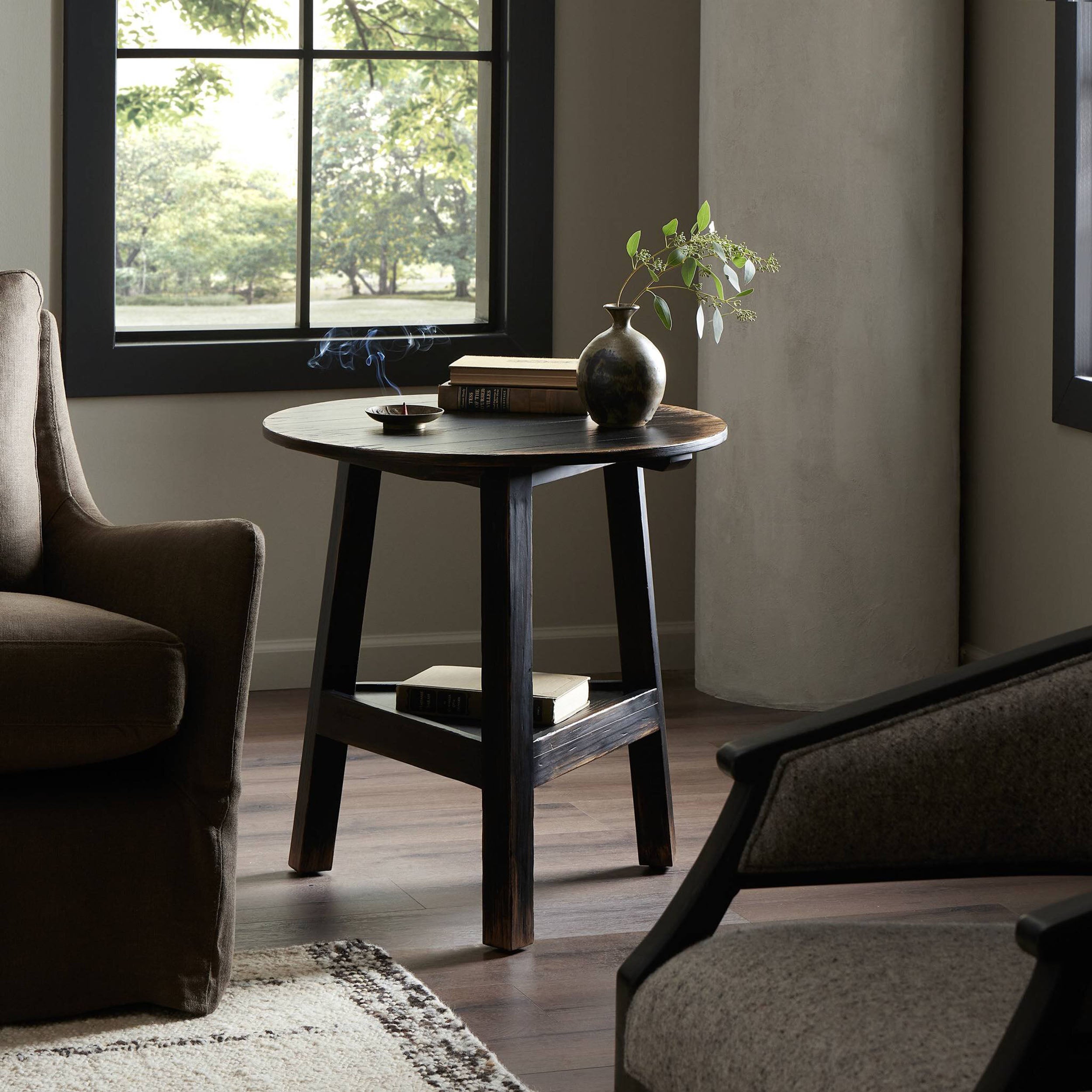 Kickapoo River Cricket Table, Distressed Black Veneer