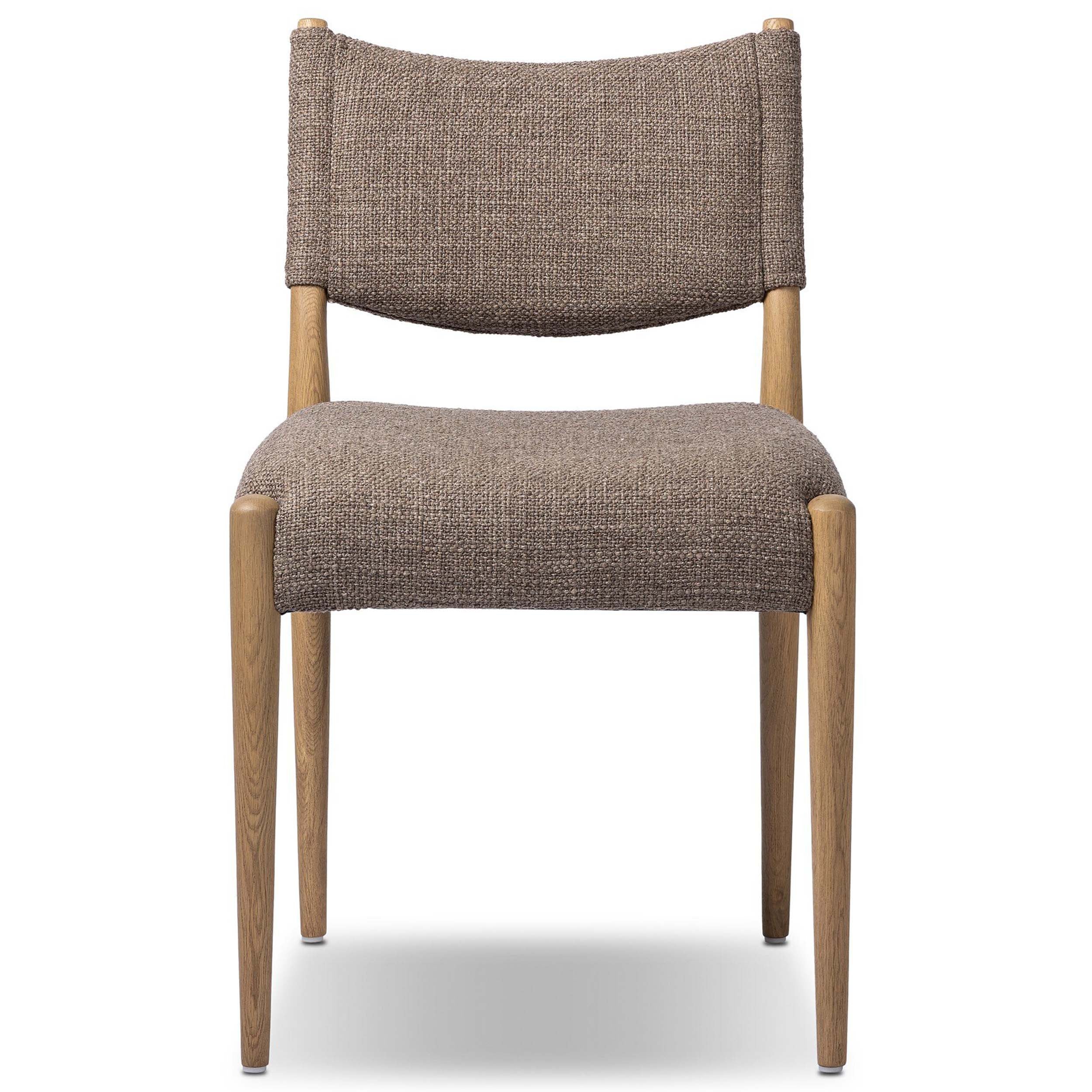 Jayla Armless Dining Chair, Saxon Mink, Set of 2 featuring natural oak legs and textured upholstery.