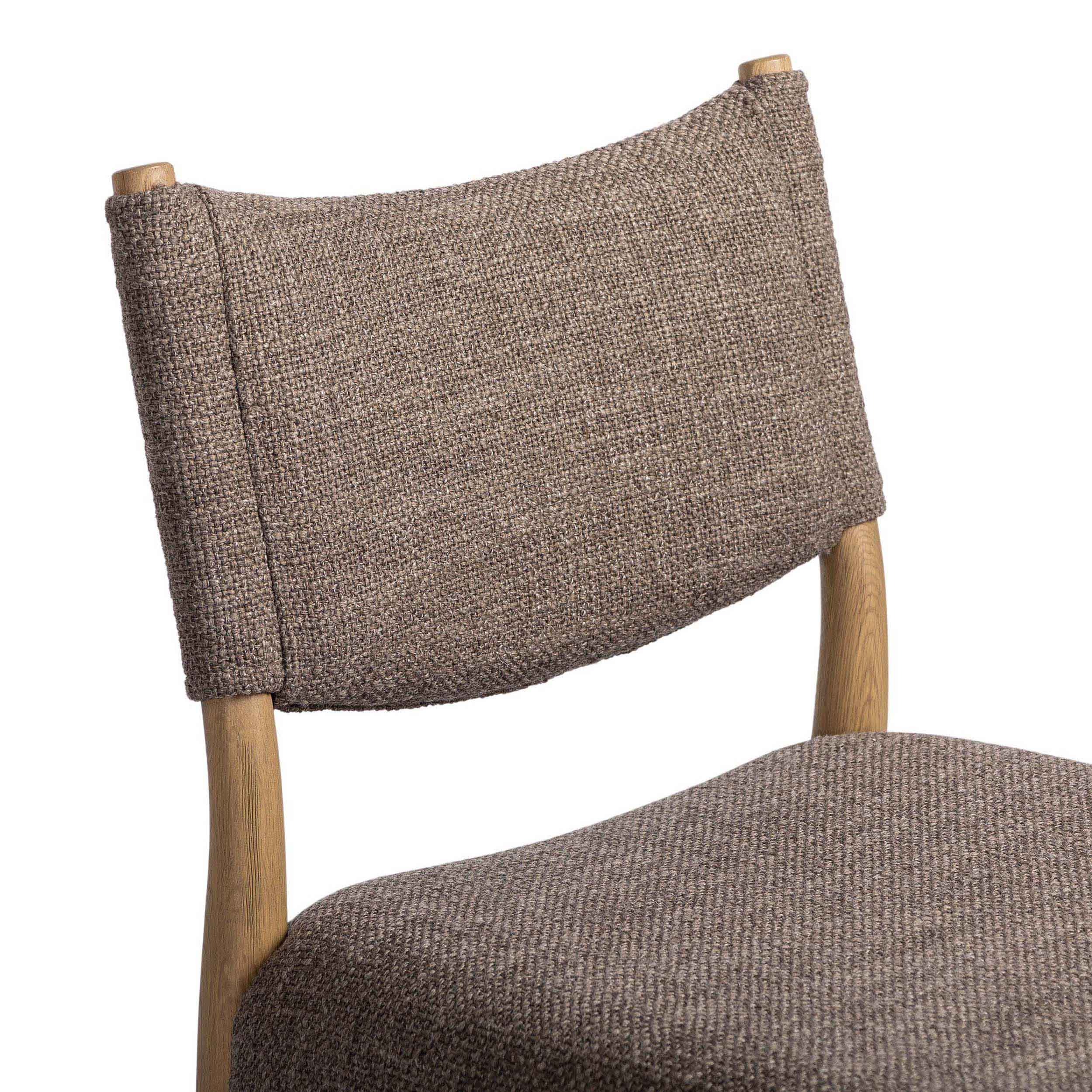Jayla Armless Dining Chair, Saxon Mink, Set of 2 with textured upholstery and natural oak leg finish.