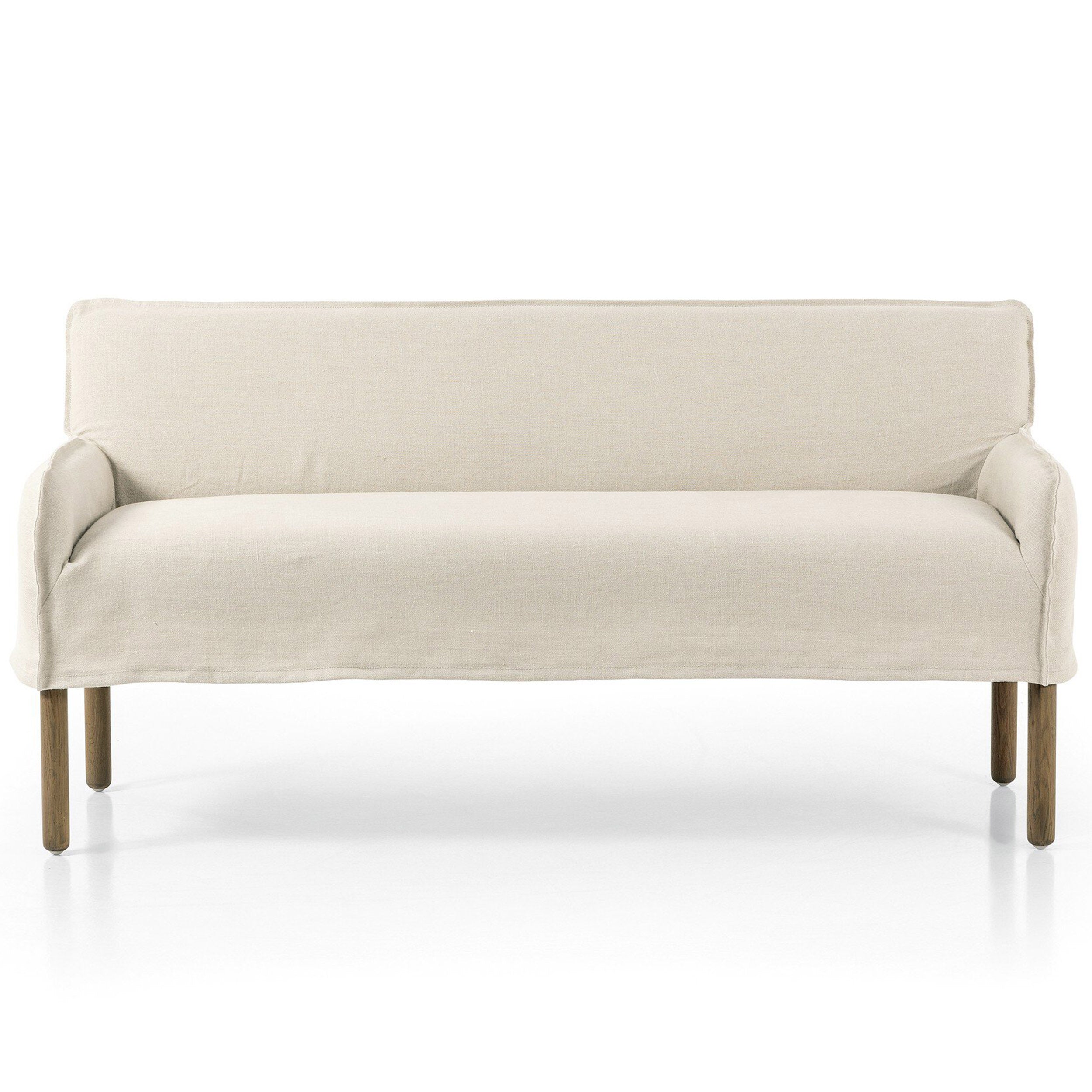 Addington Slipcover Bench, Brussels Natural