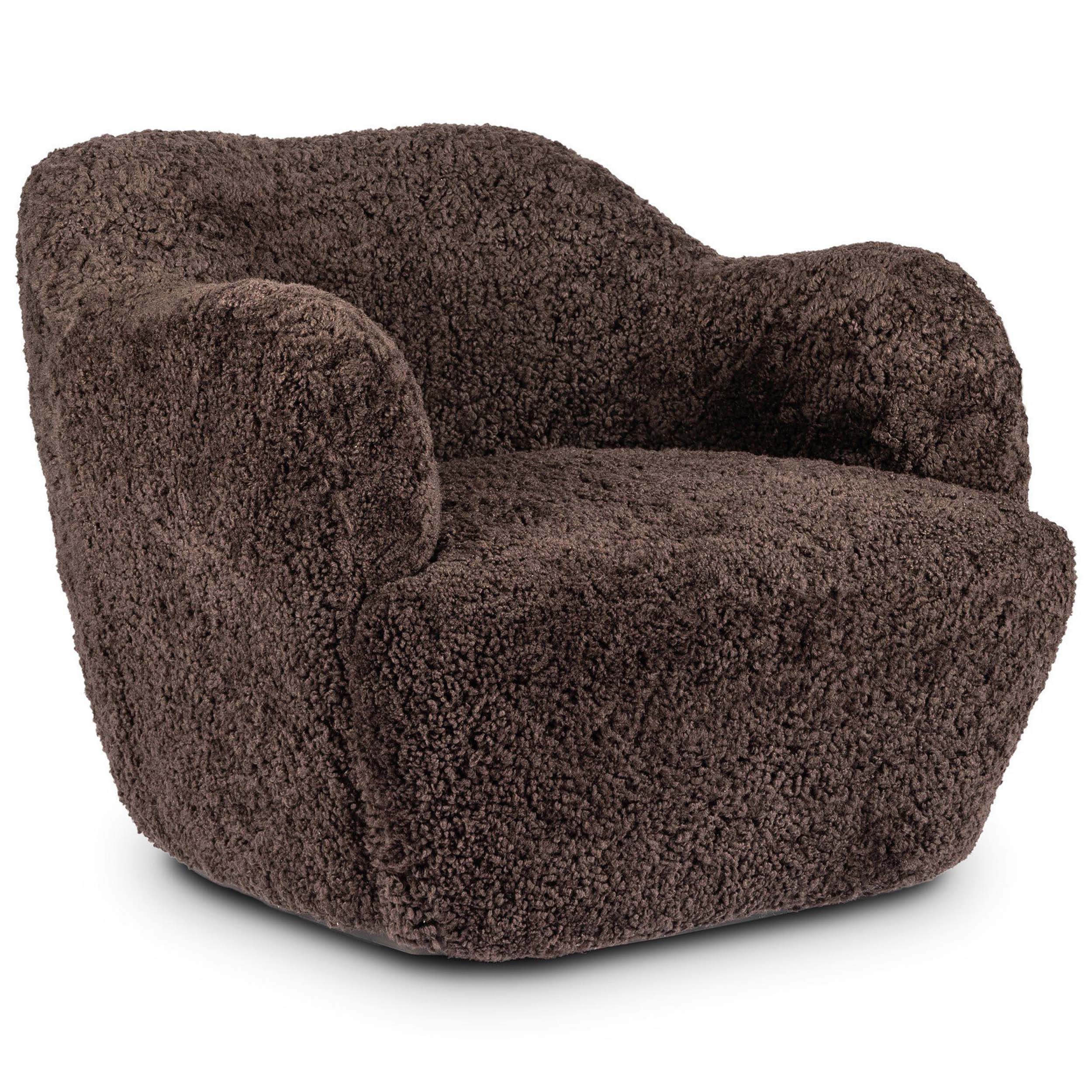 Julius Swivel Chair, Cocoa Shearling