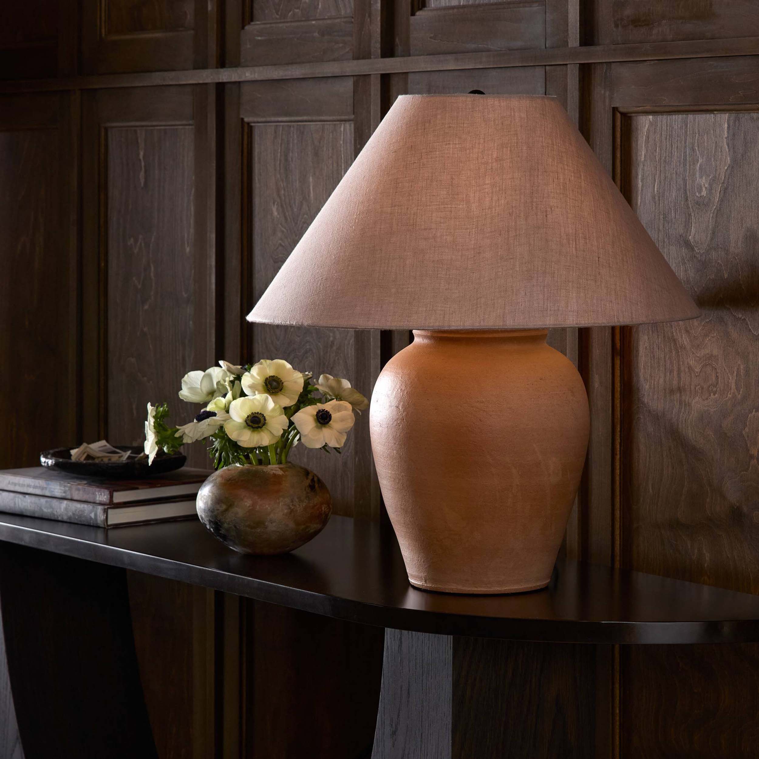 Russo Table Lamp, Aged Natural Terracotta