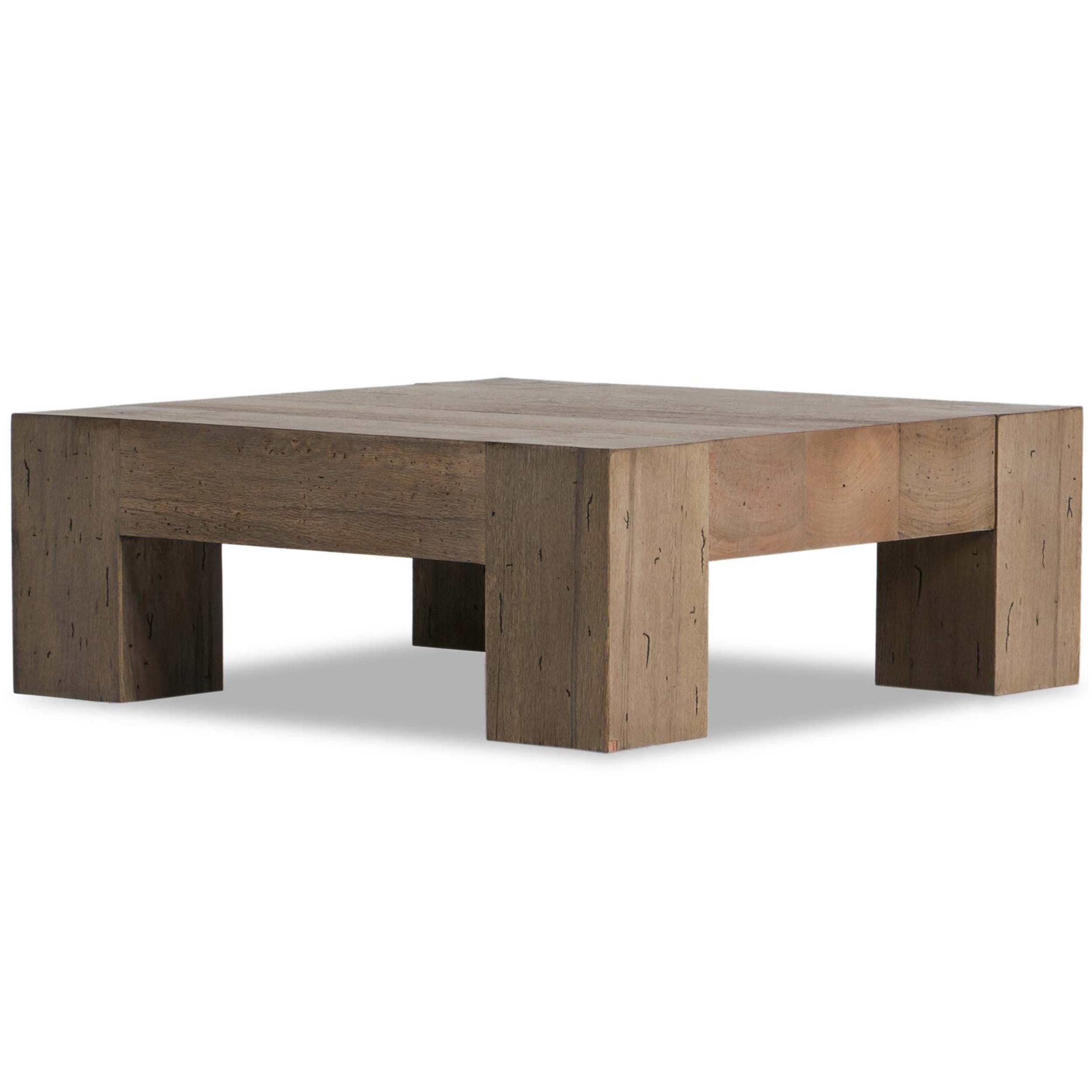 Abaso Small Square Coffee Table, Rustic Wormwood Oak