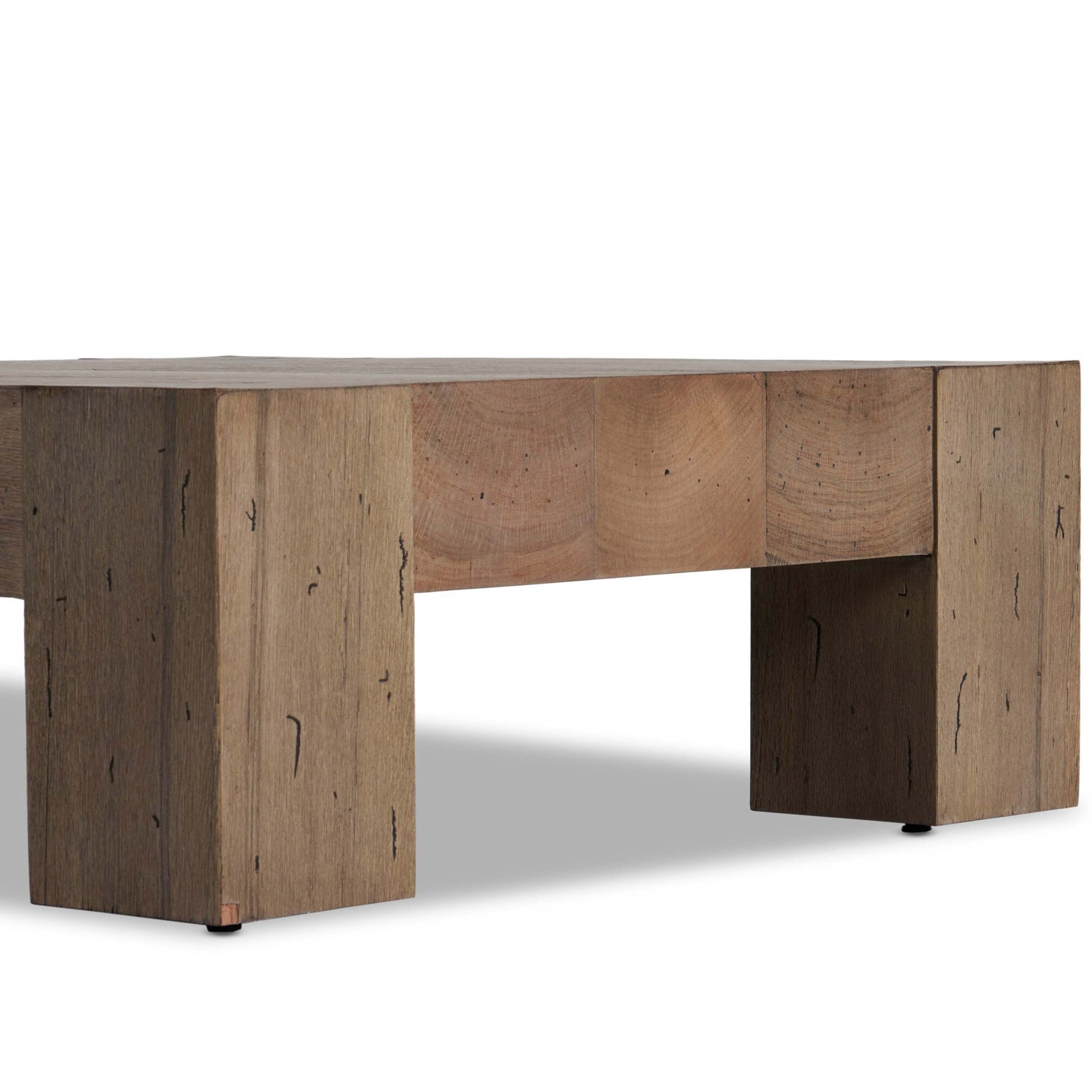 Abaso Small Square Coffee Table, Rustic Wormwood Oak