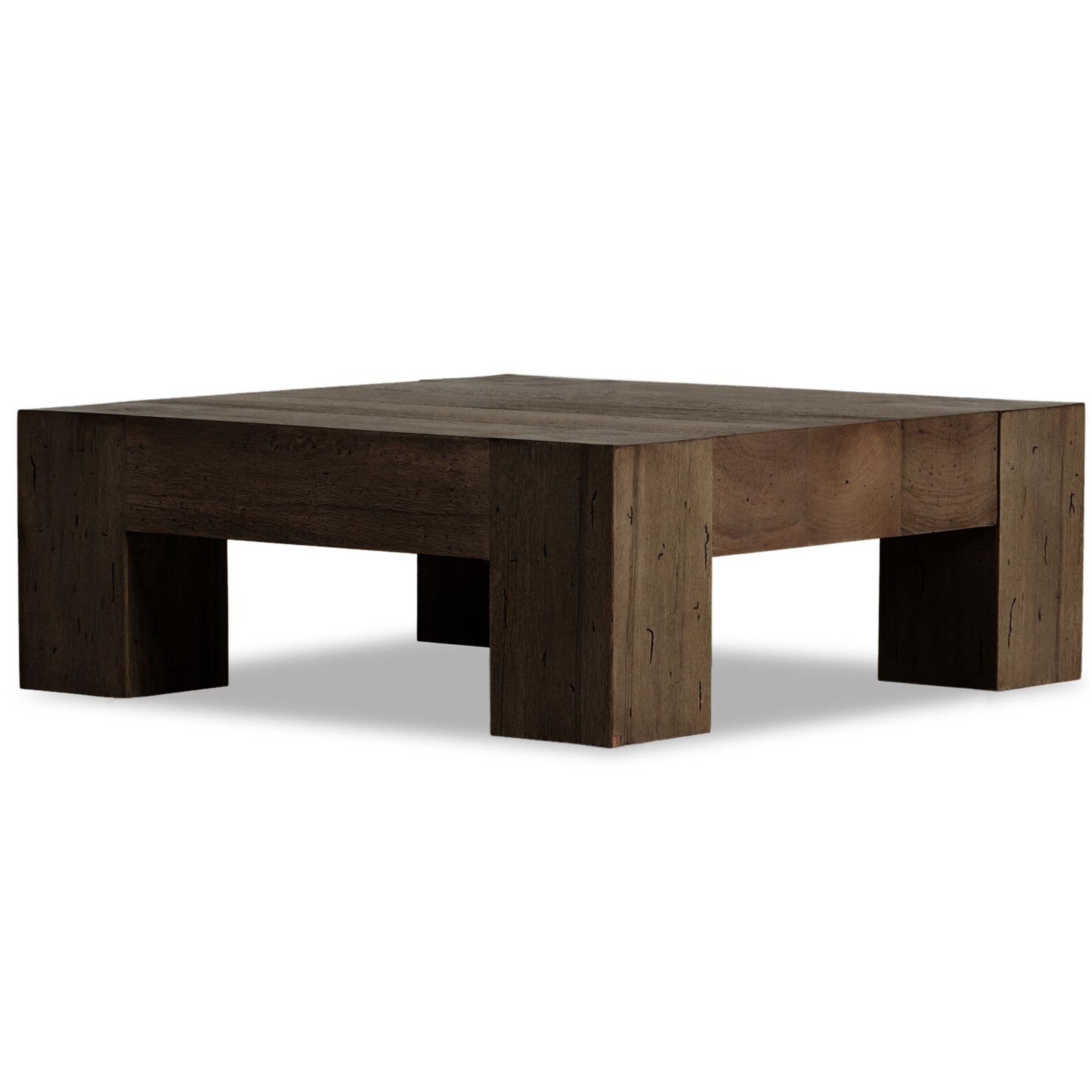 Abaso Small Square Coffee Table, Ebony Rustic Wormwood Oak