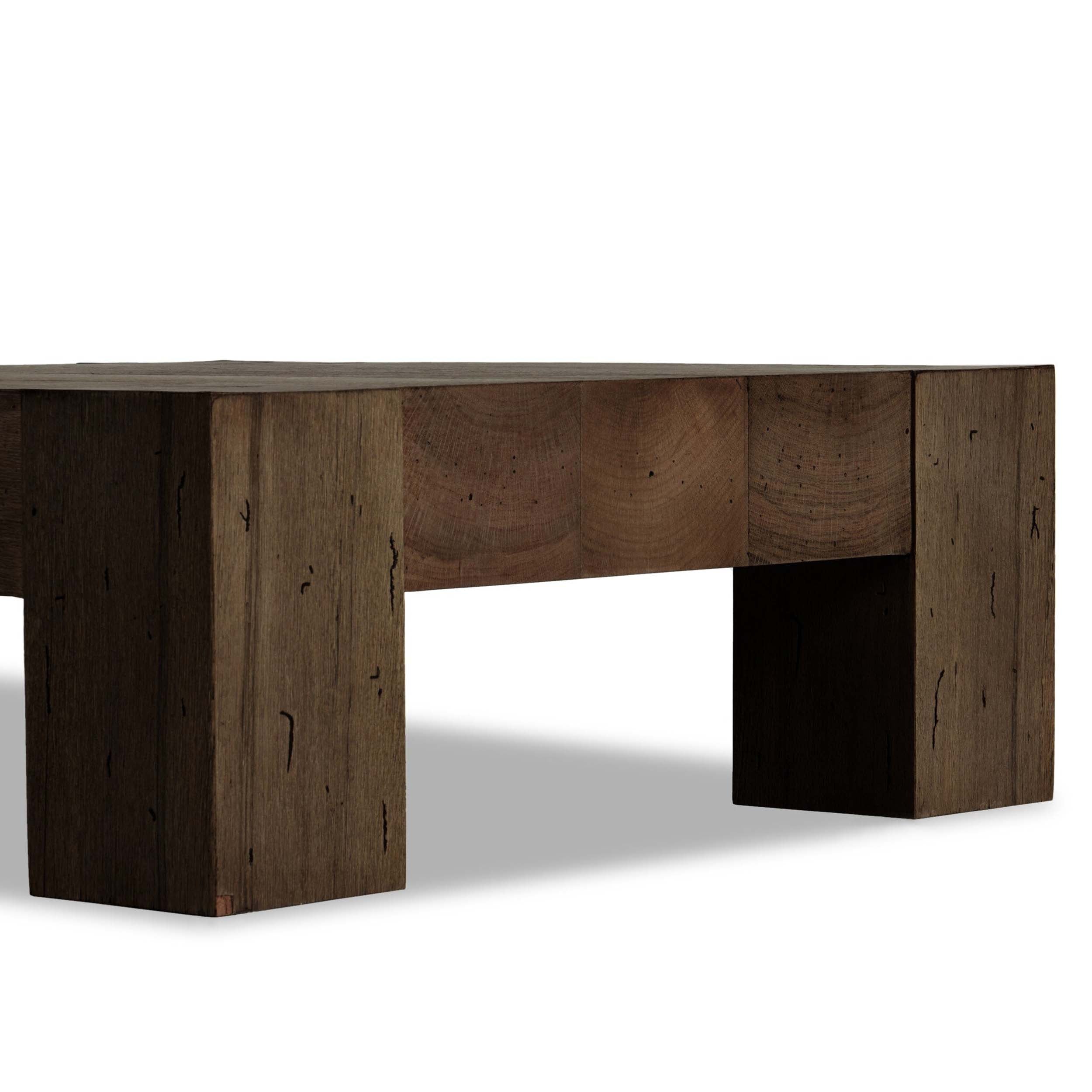 Abaso Small Square Coffee Table, Ebony Rustic Wormwood Oak