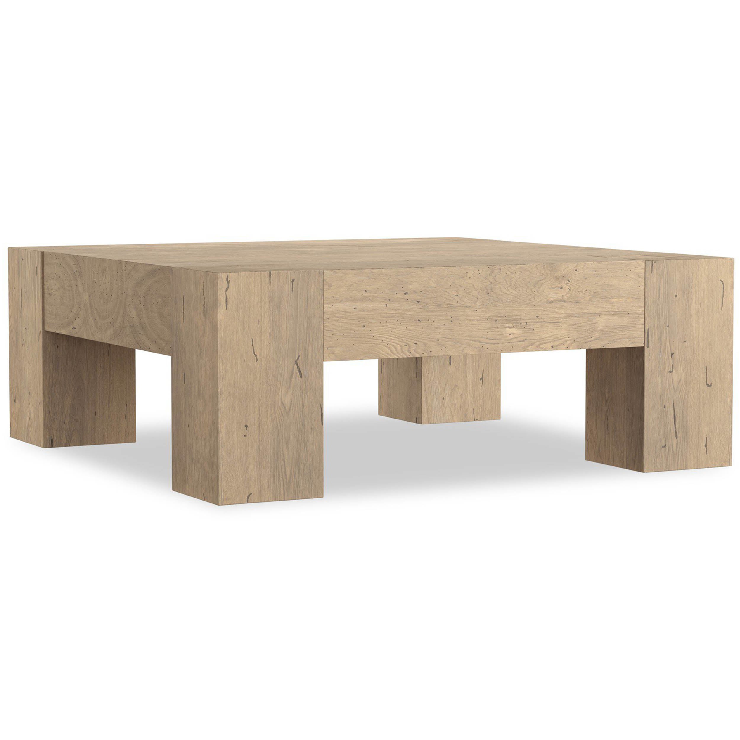 Abaso Coffee Table, Whitewash Rustic Wormwood Oak