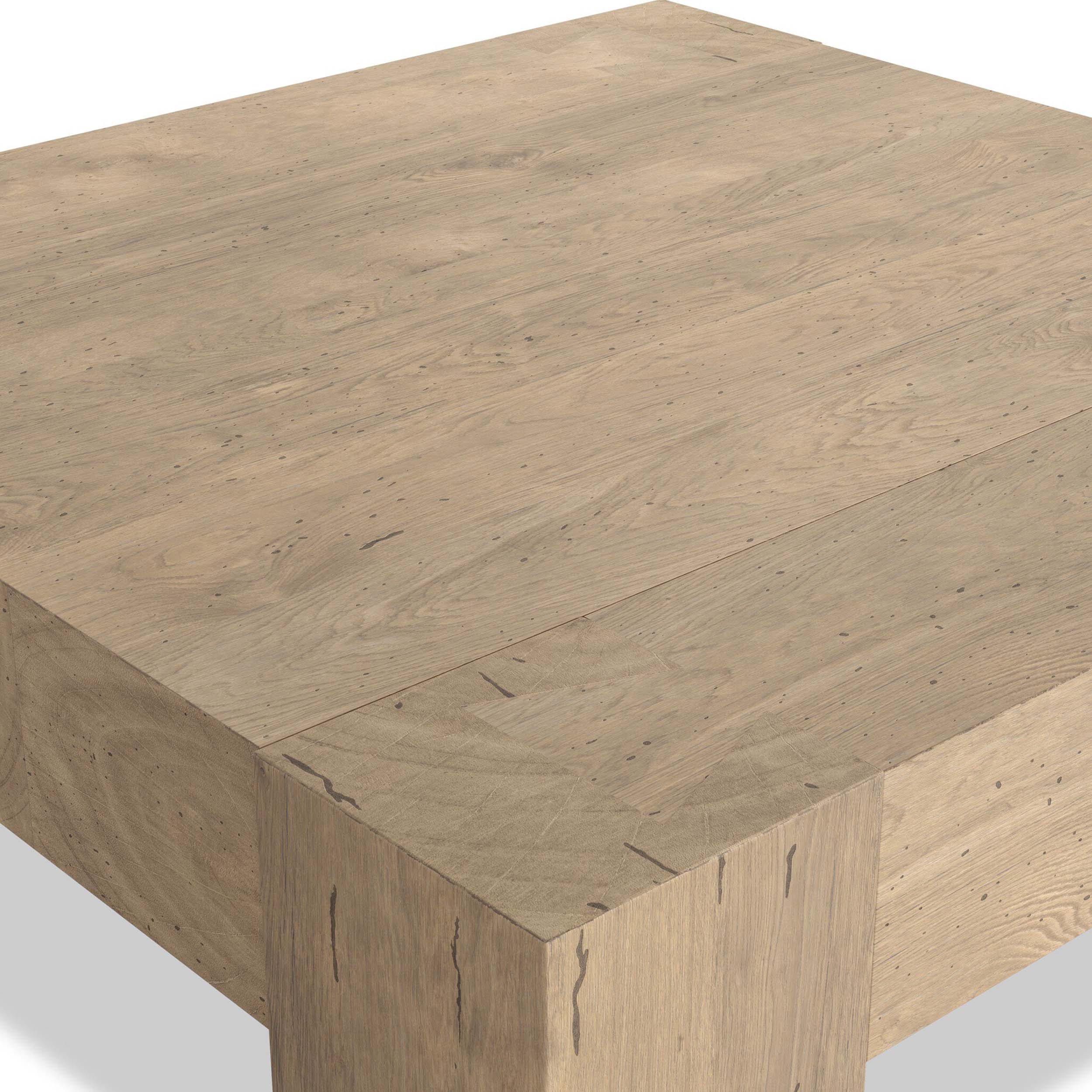 Abaso Coffee Table, Whitewash Rustic Wormwood Oak