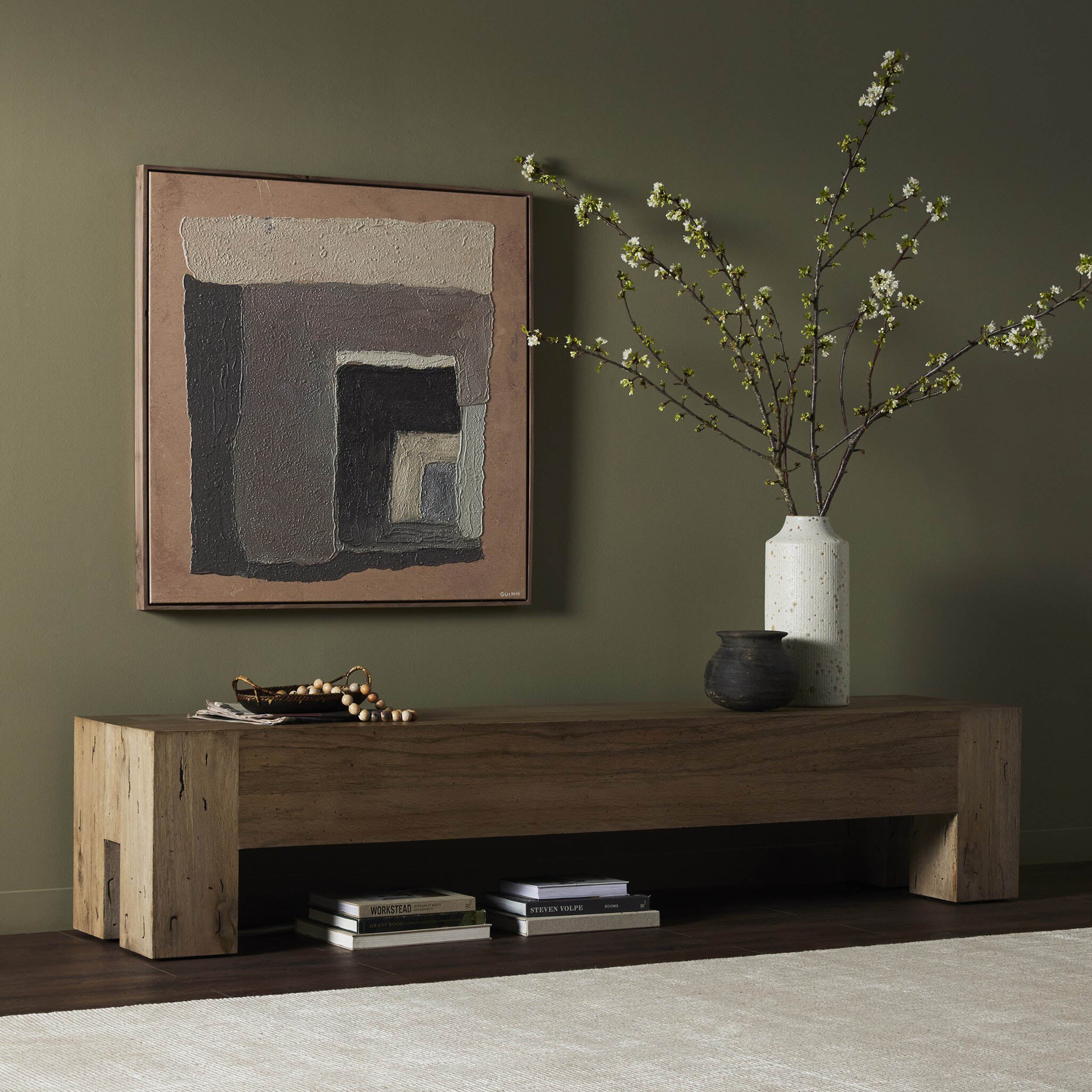 Abaso Large Accent Bench, Rustic Wormwood Oak