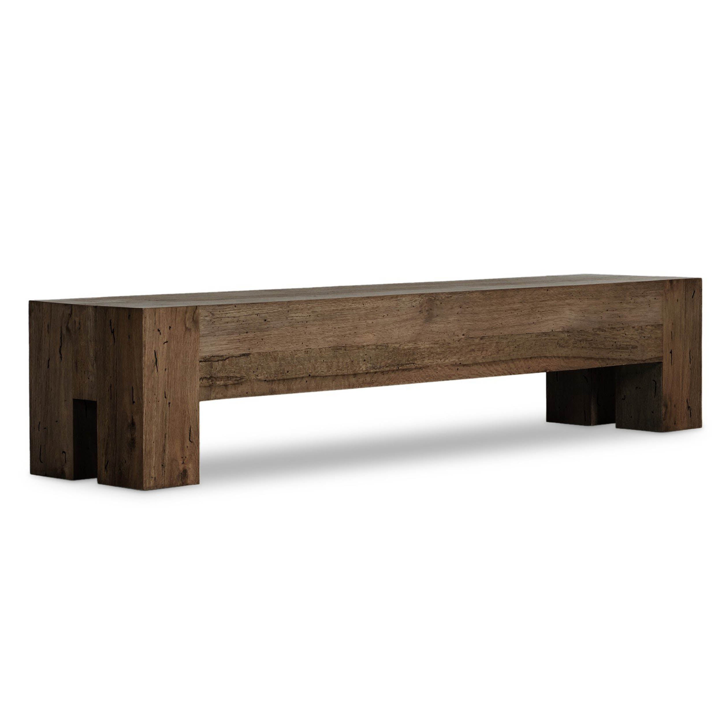 Abaso Large Accent Bench, Ebony Rustic Wormwood Oak