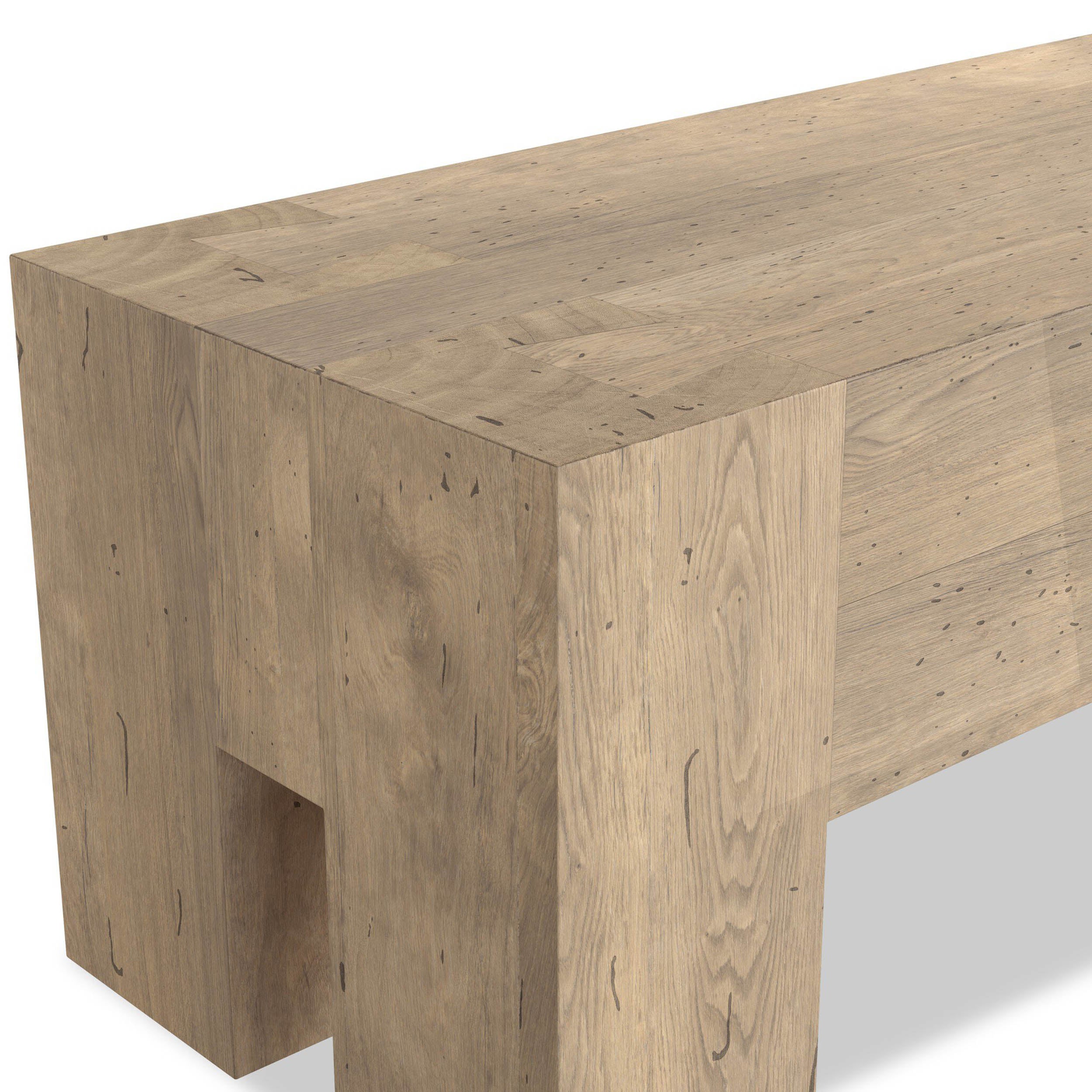 Abaso Accent Bench, Whitewash Rustic Wormwood Oak