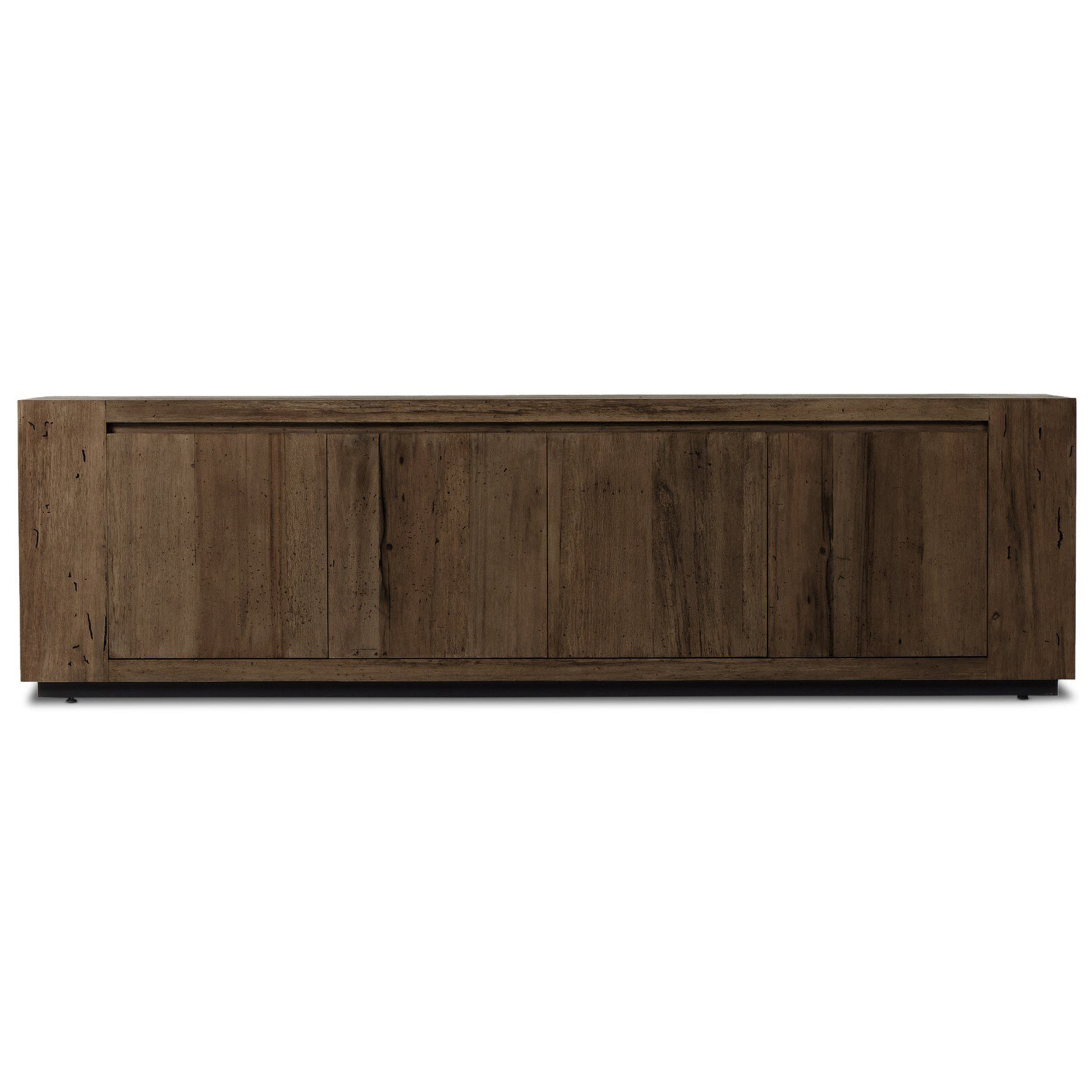 Abaso Media Console, Ebony Rustic Wormwood Oak