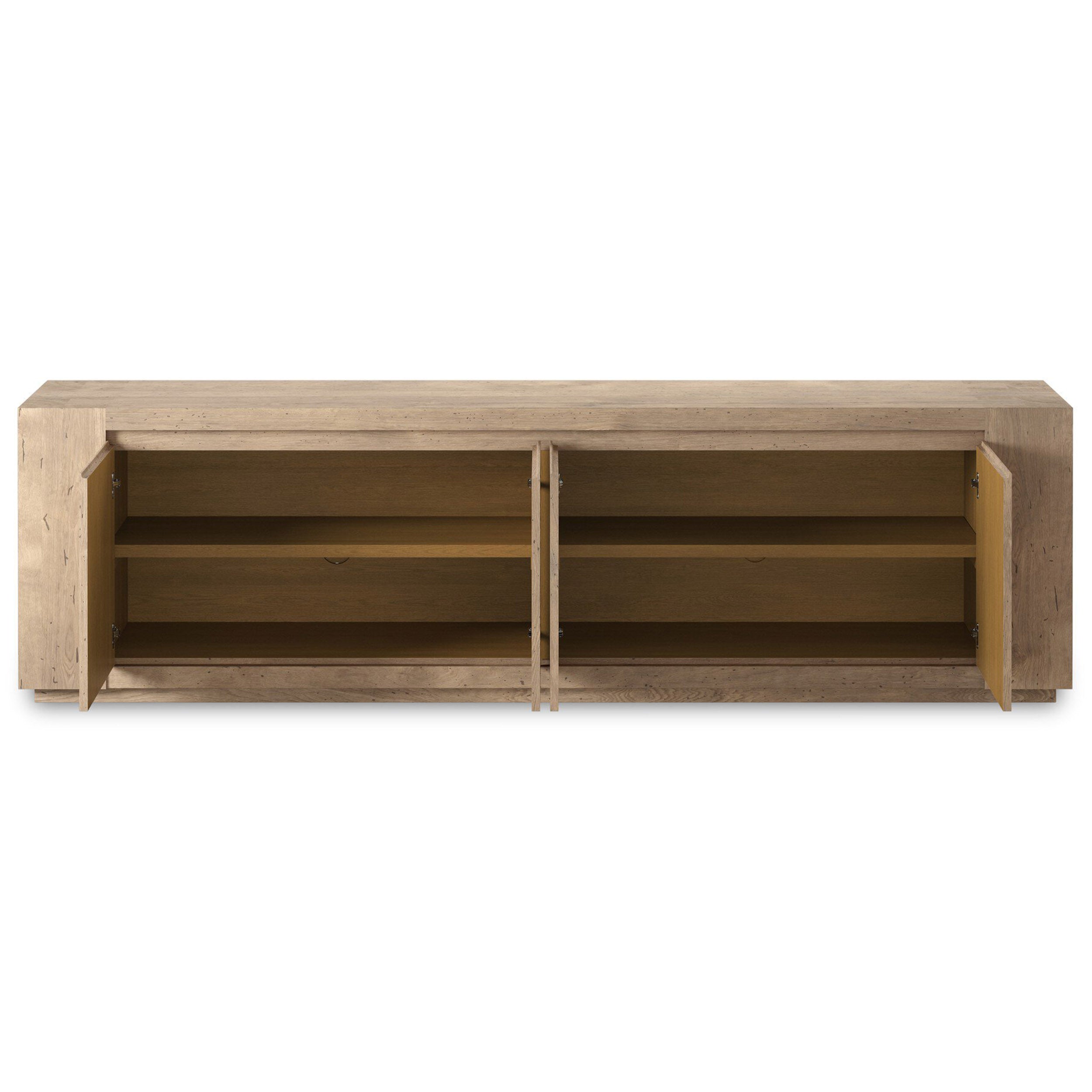 Abaso Media Console, Whitewash Rustic Wormwood Oak
