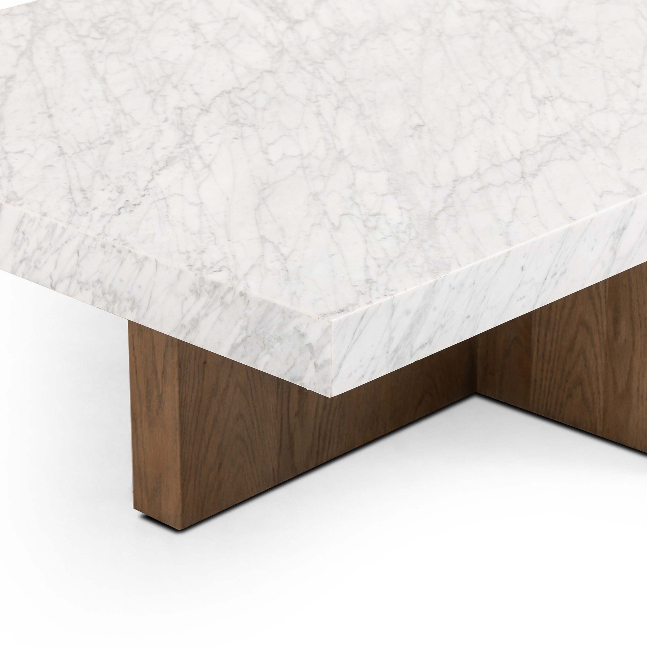 Bellamy Rectangular Coffee Table, White Carrara Marble
