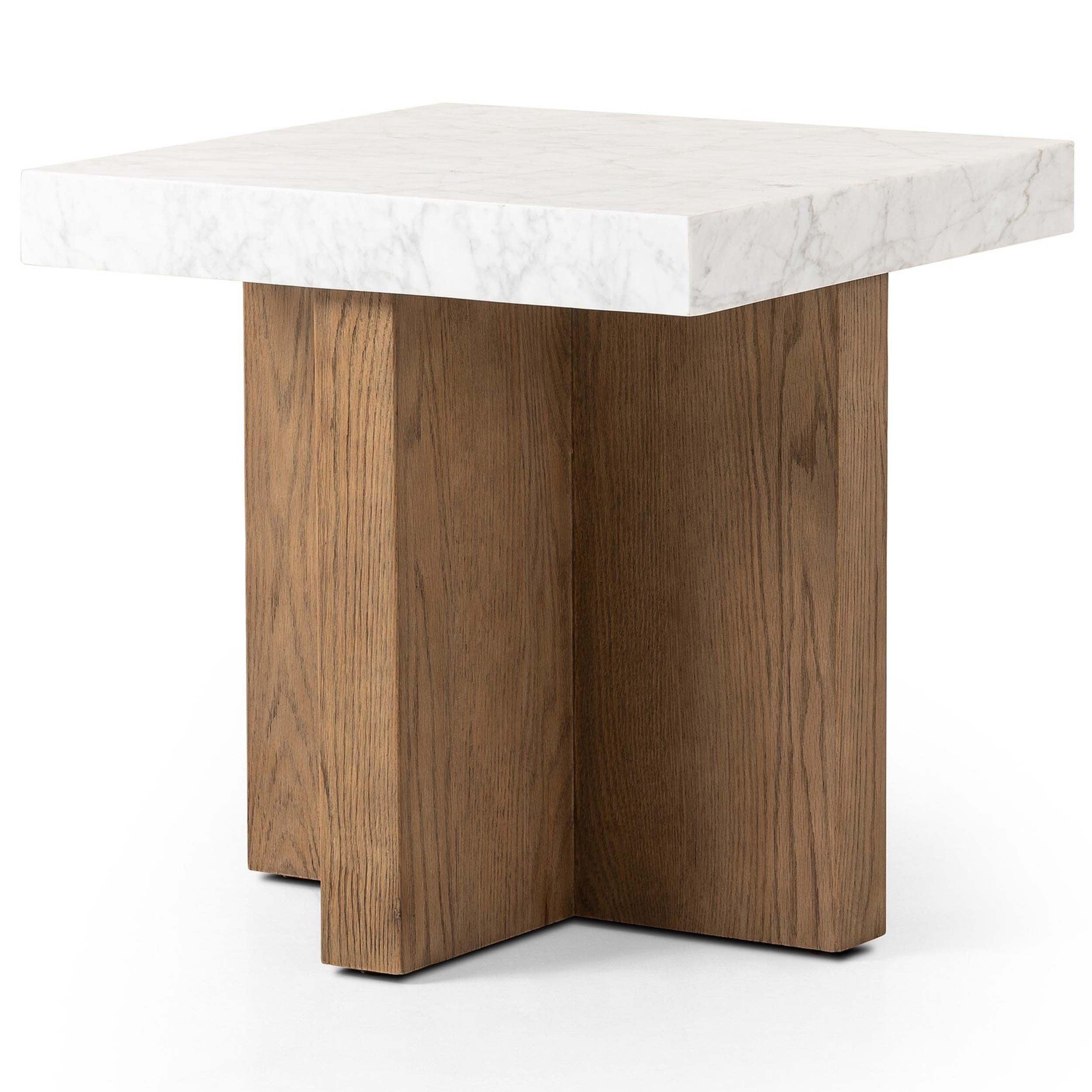 Bellamy End Table, White Carrara Marble