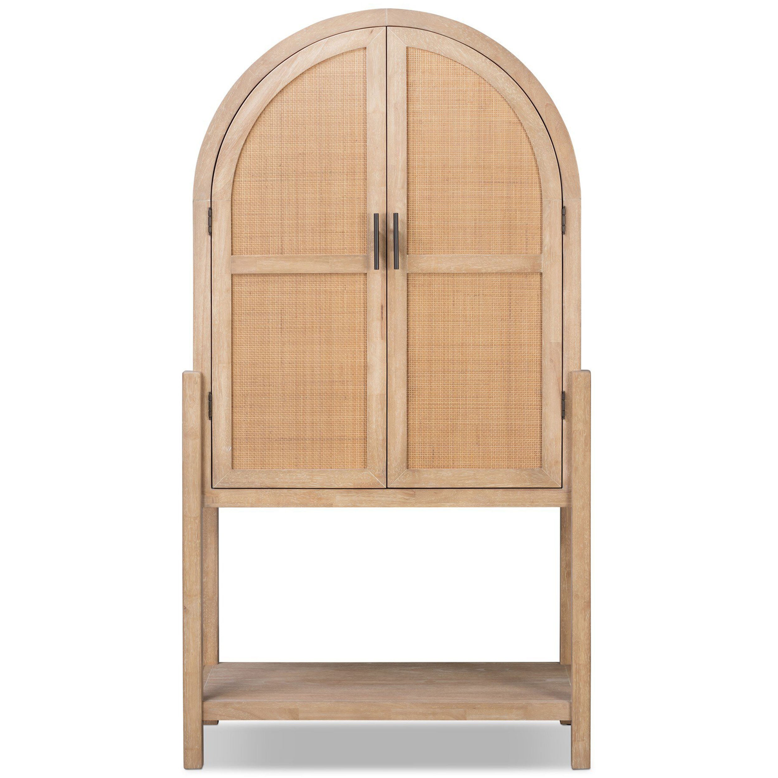 Caprice Tall Bar Cabinet, Light Natural Parawood Veneer