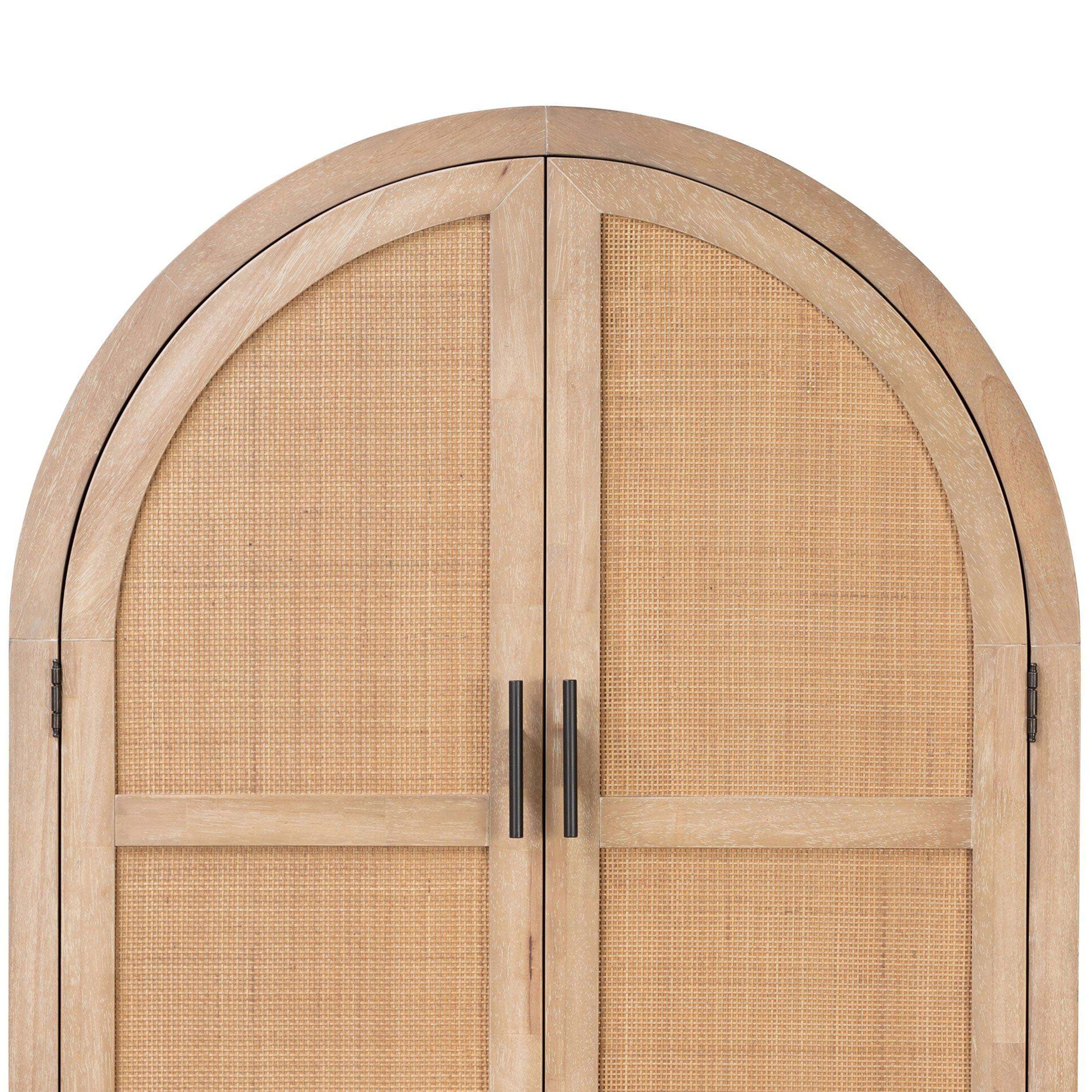 Caprice Tall Bar Cabinet, Light Natural Parawood Veneer