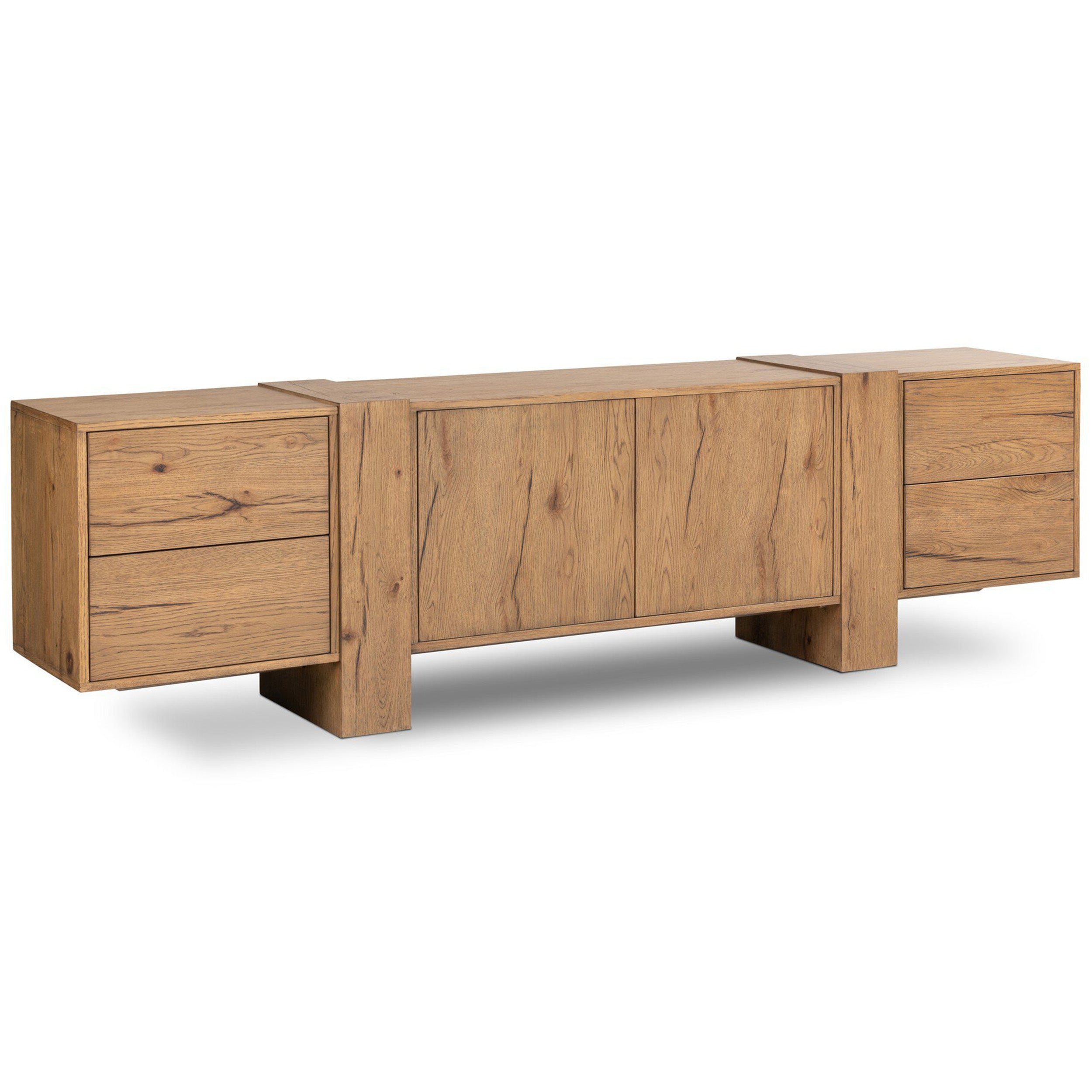 Fisher Media Console, Rustic Amber Oak