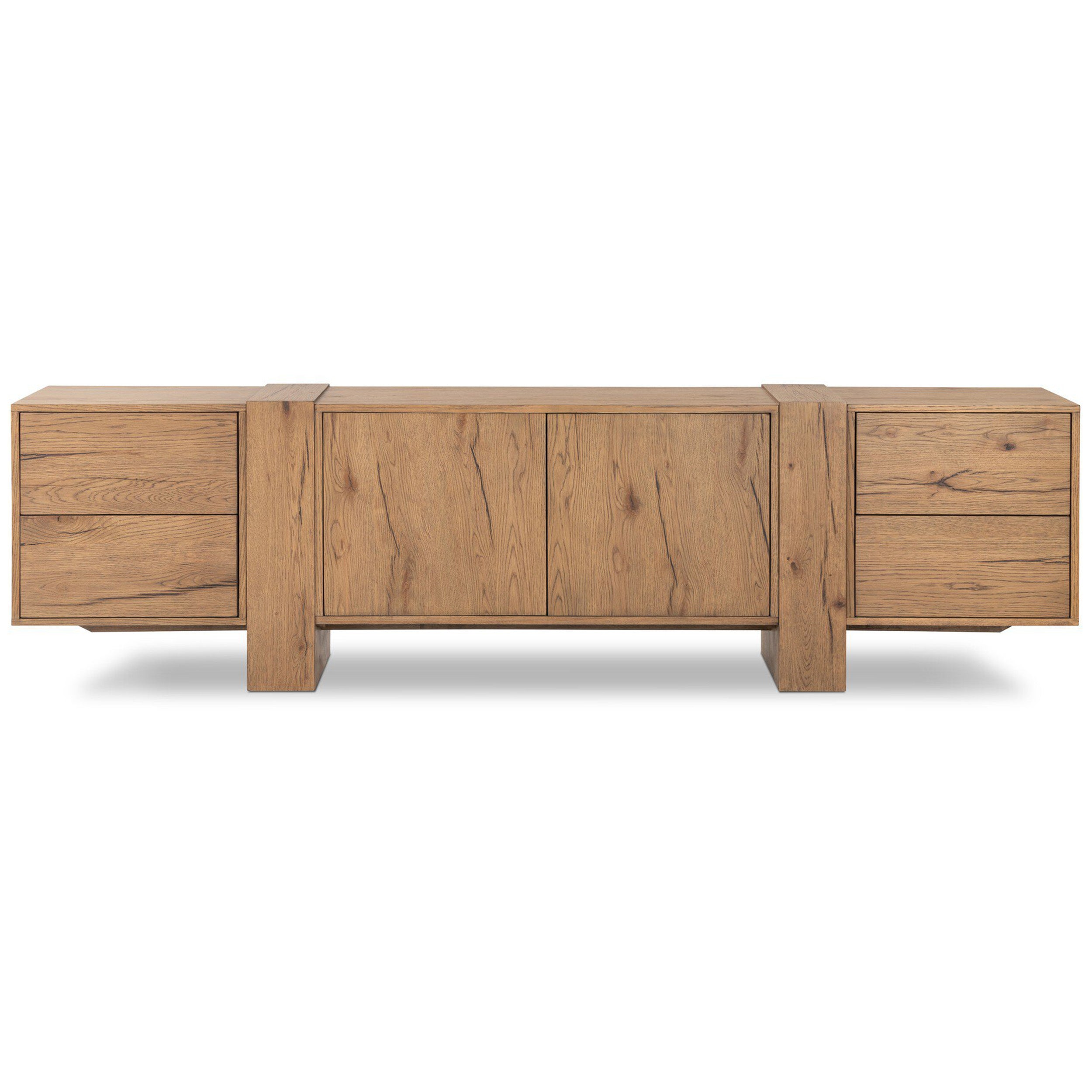 Fisher Media Console, Rustic Amber Oak