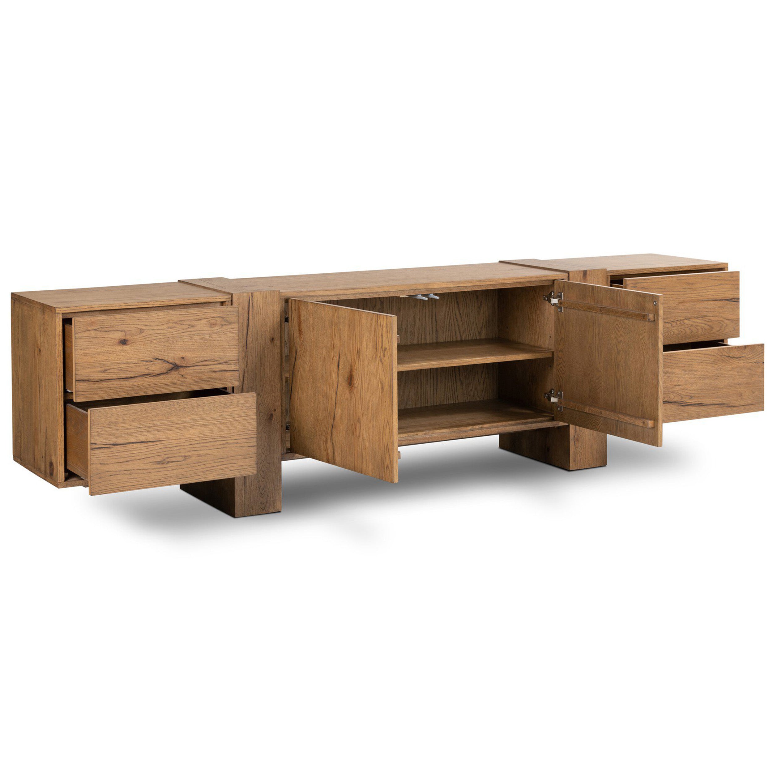 Fisher Media Console, Rustic Amber Oak