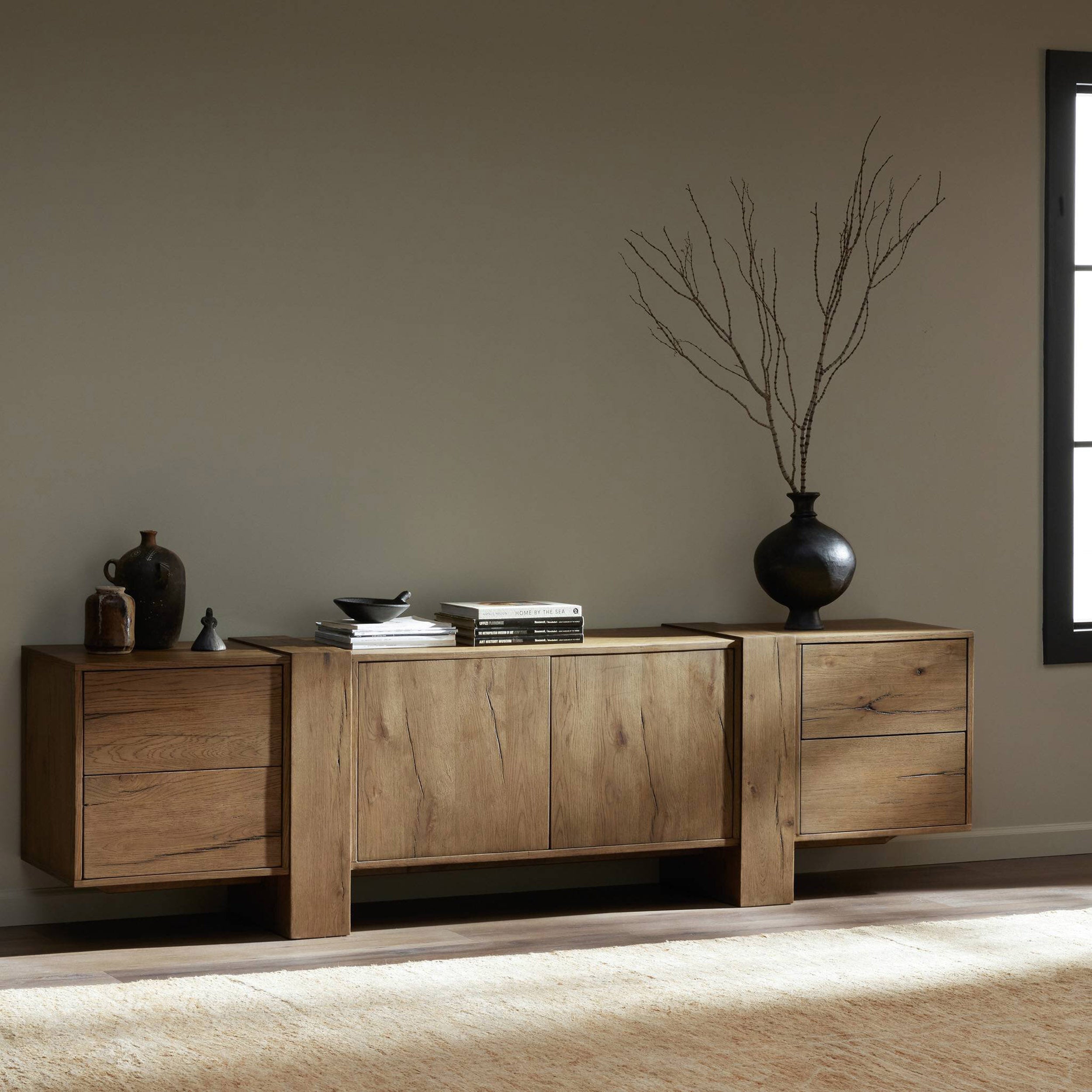 Fisher Media Console, Rustic Amber Oak