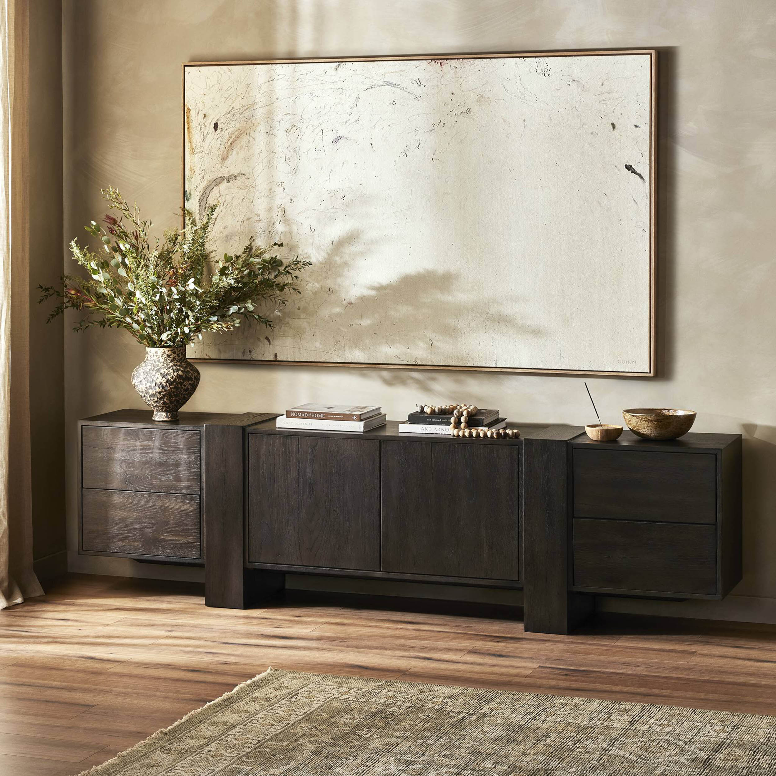 Fisher Media Console, Smoked Black Veneer