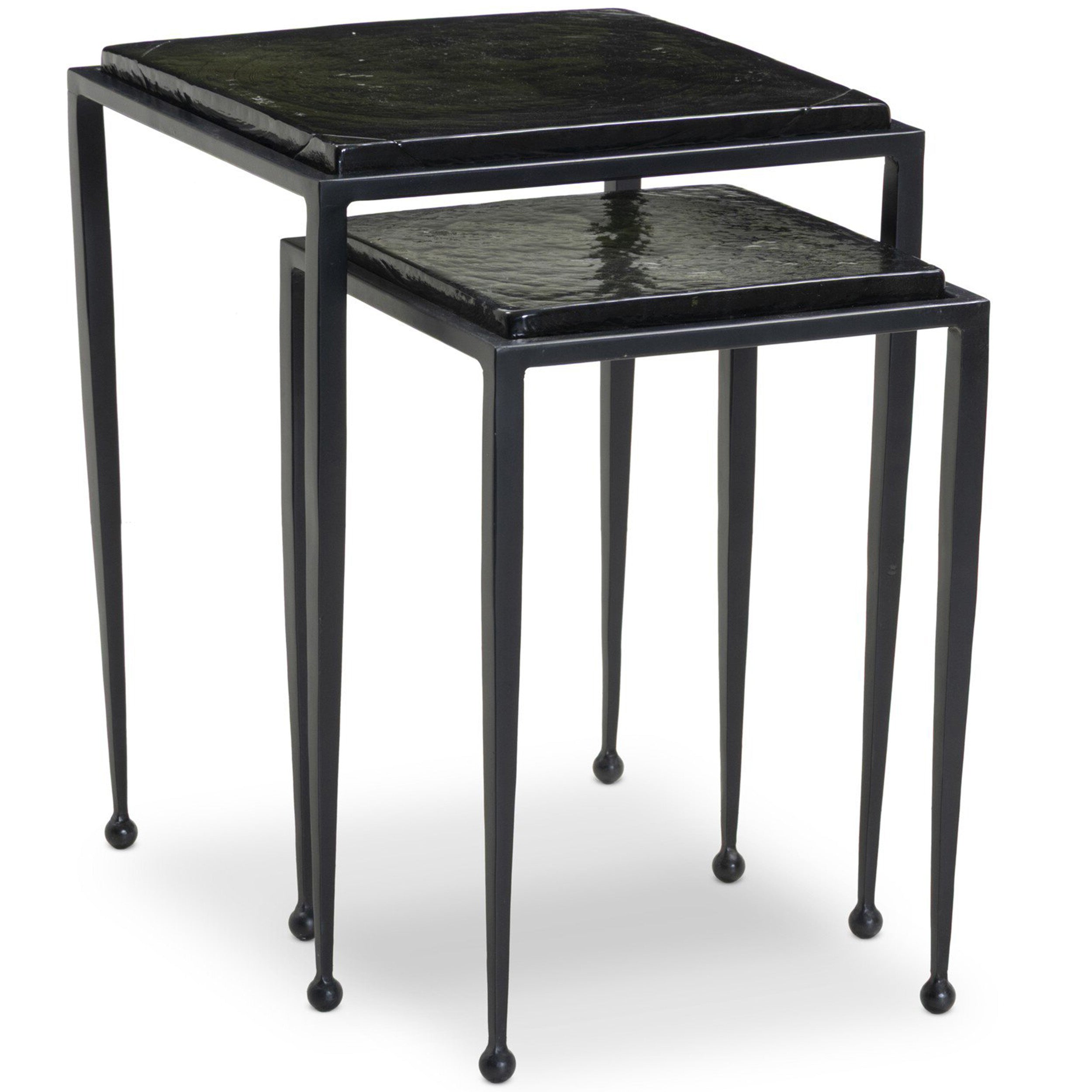 Dalston Nesting End Table Set, Moss Cast Glass