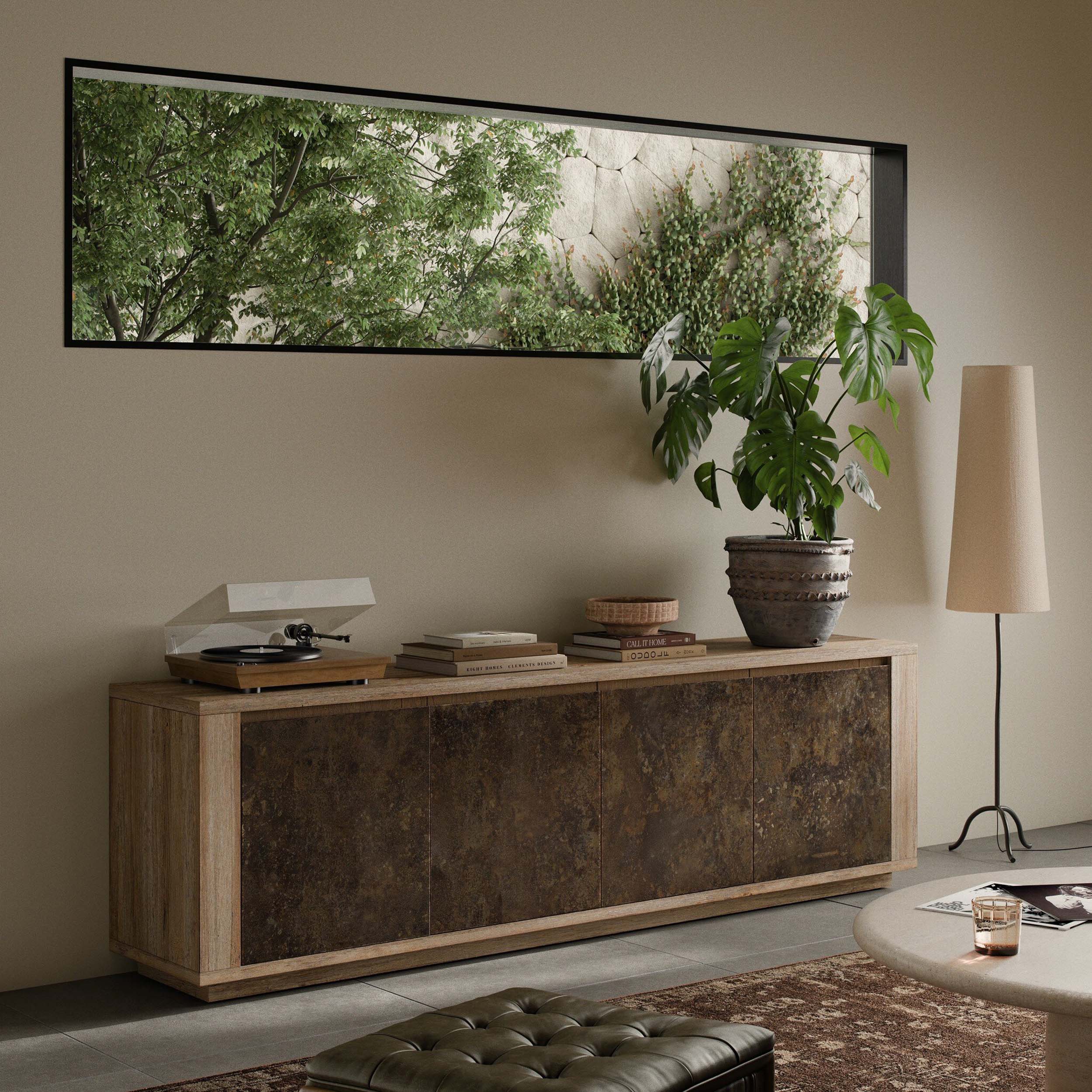 Redondo Media Console, Burnt Bleached Oak Resawn