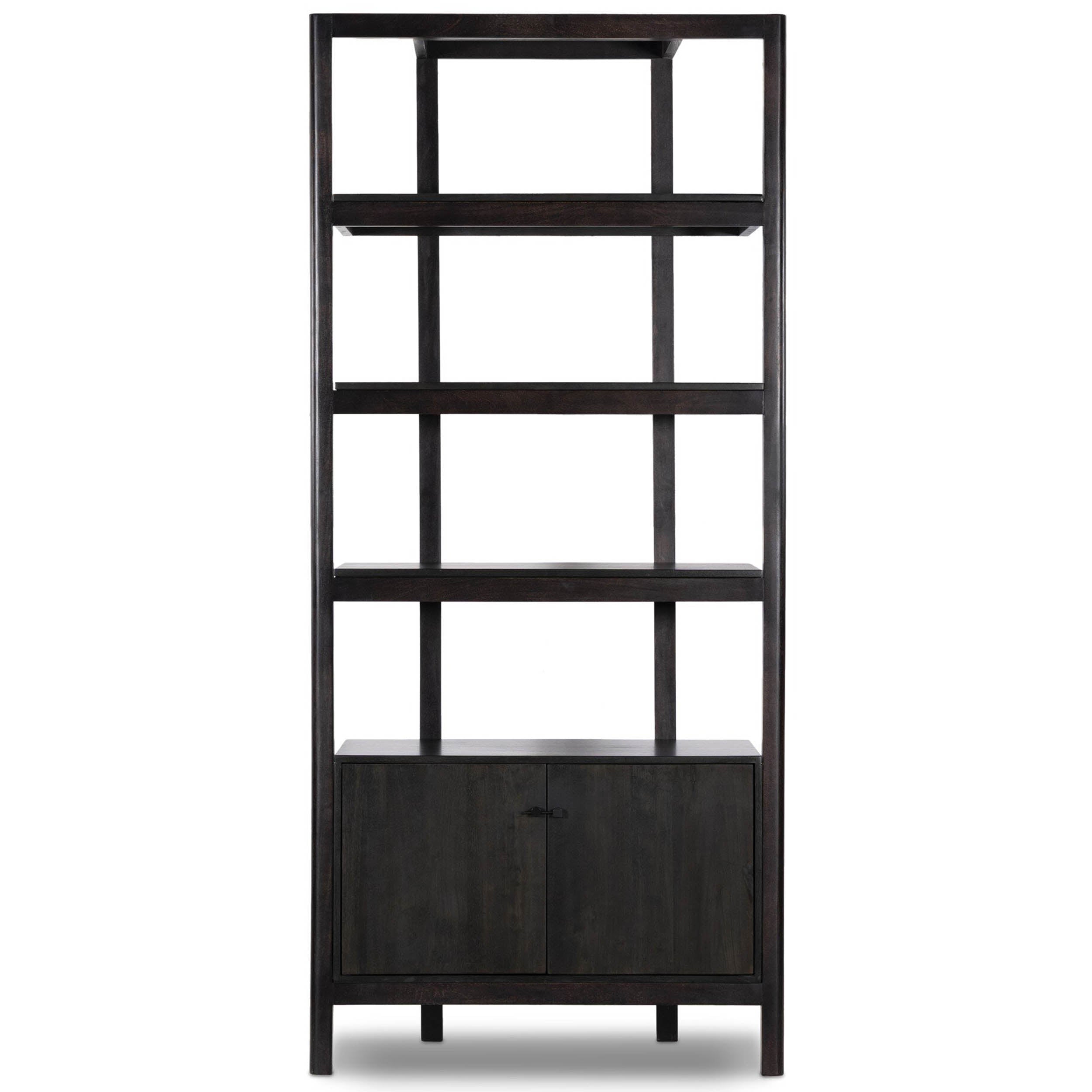 Reza Bookcase, Worn Black Acacia