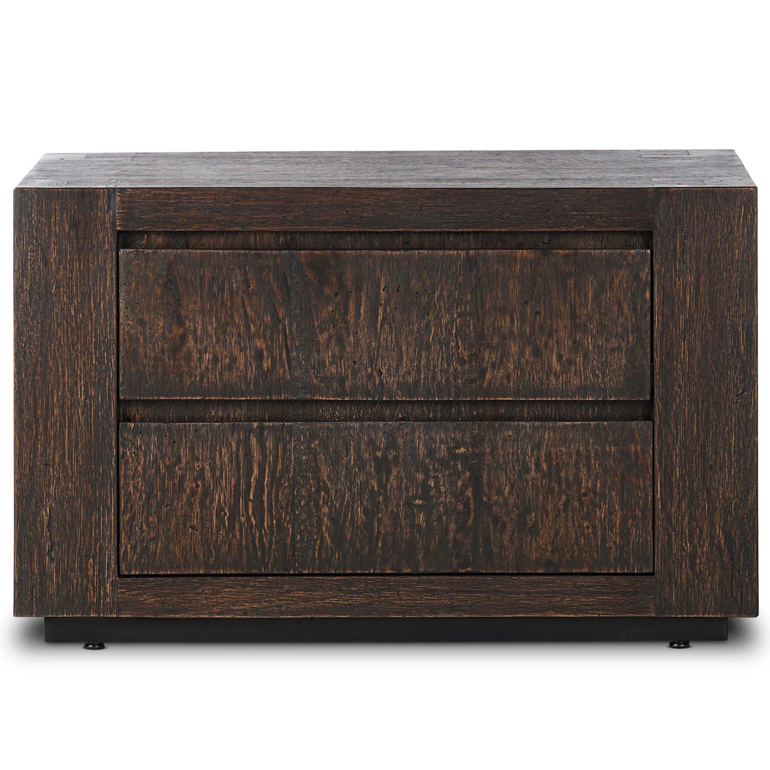 Abaso Nightstand, Ebony Rustic Wormwood Oak