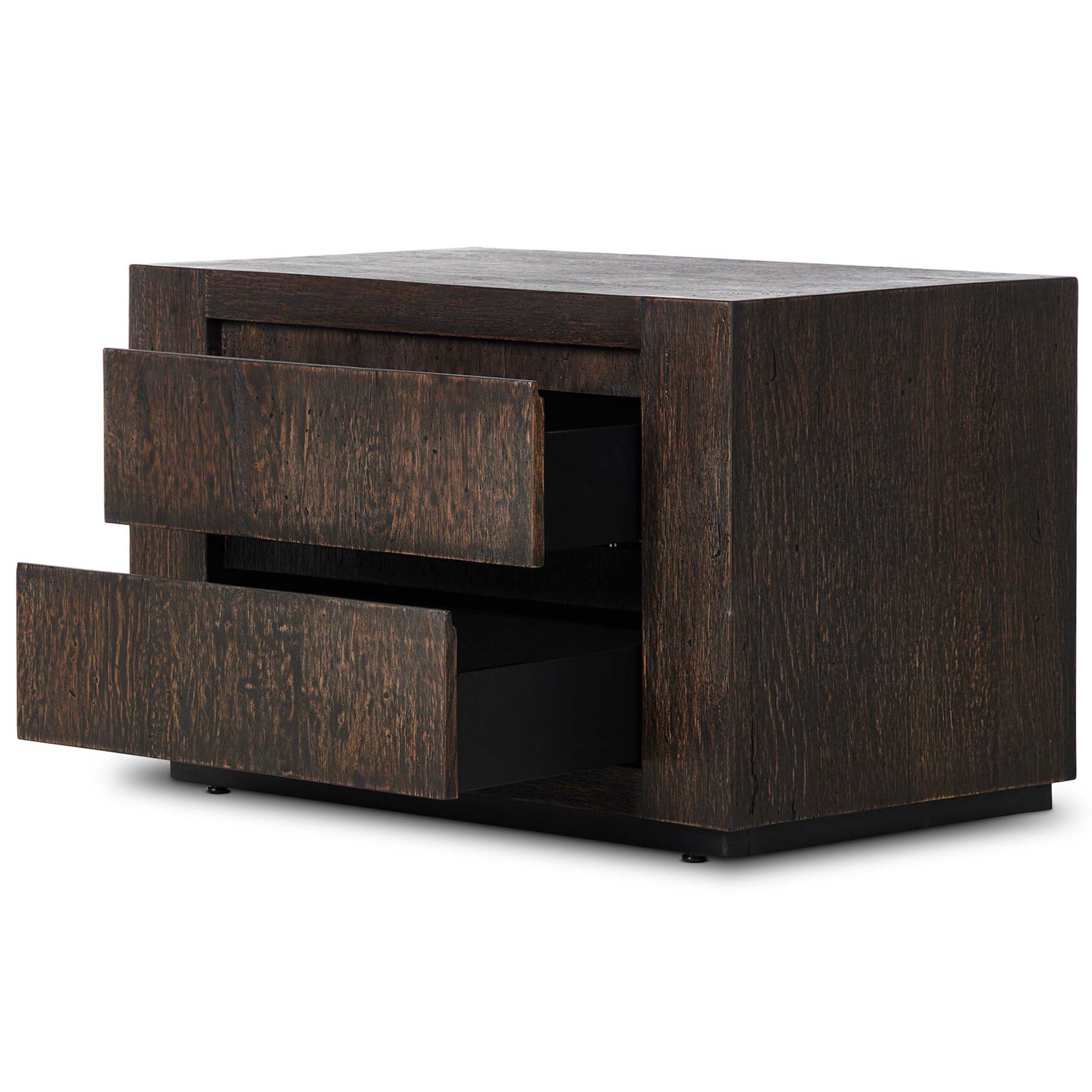 Abaso Nightstand, Ebony Rustic Wormwood Oak