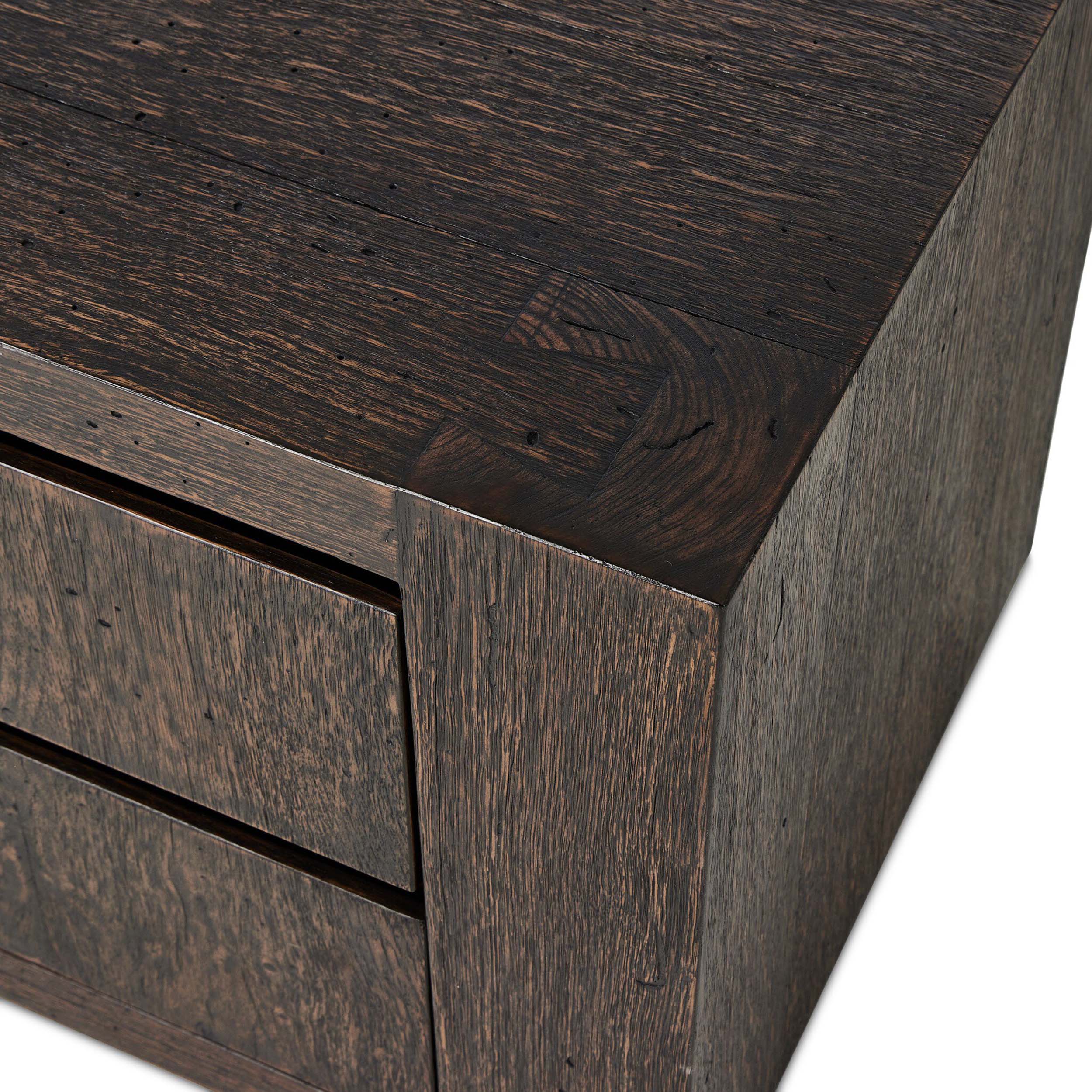 Abaso Nightstand, Ebony Rustic Wormwood Oak