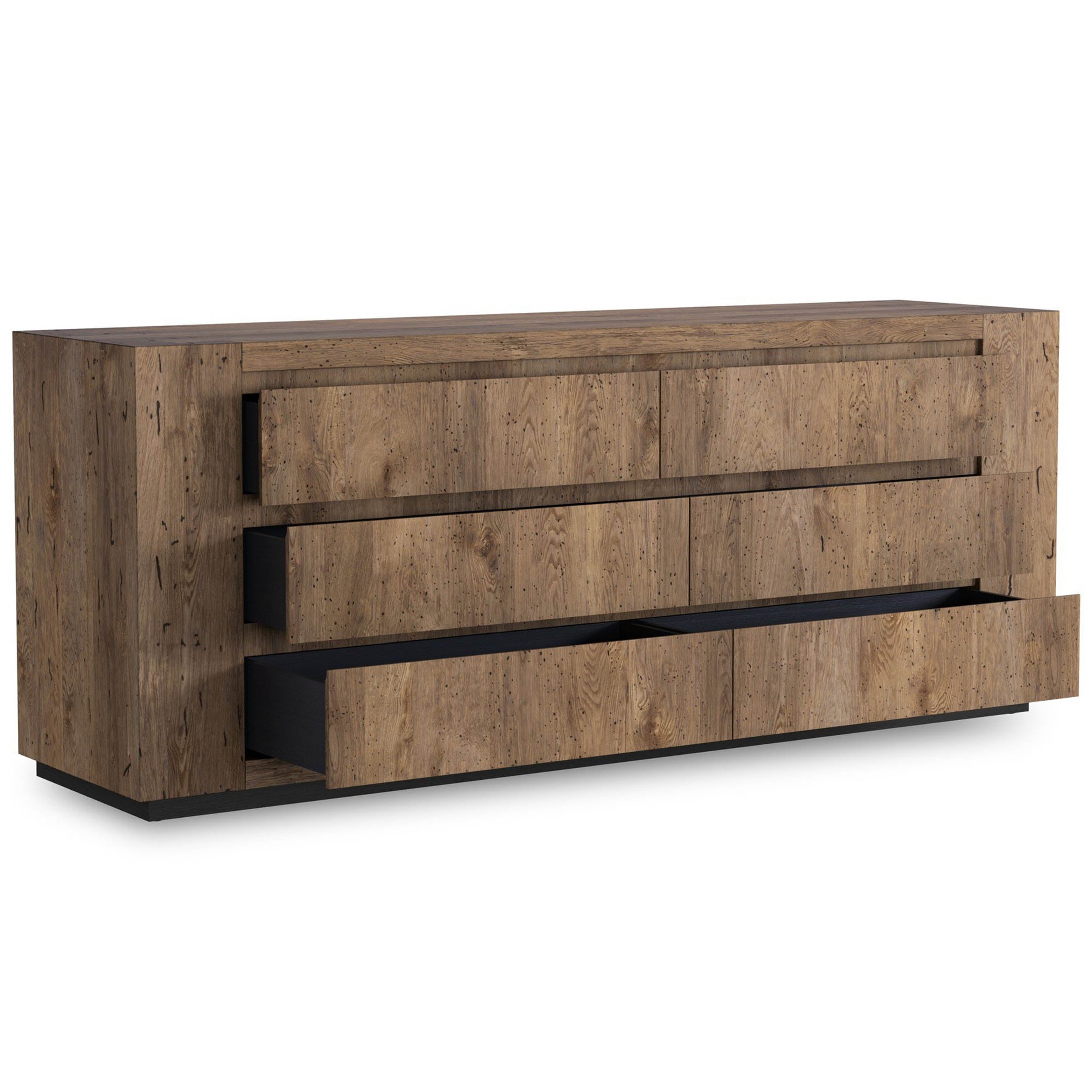Abaso 6-Drawer Dresser, Rustic Wormwood Oak