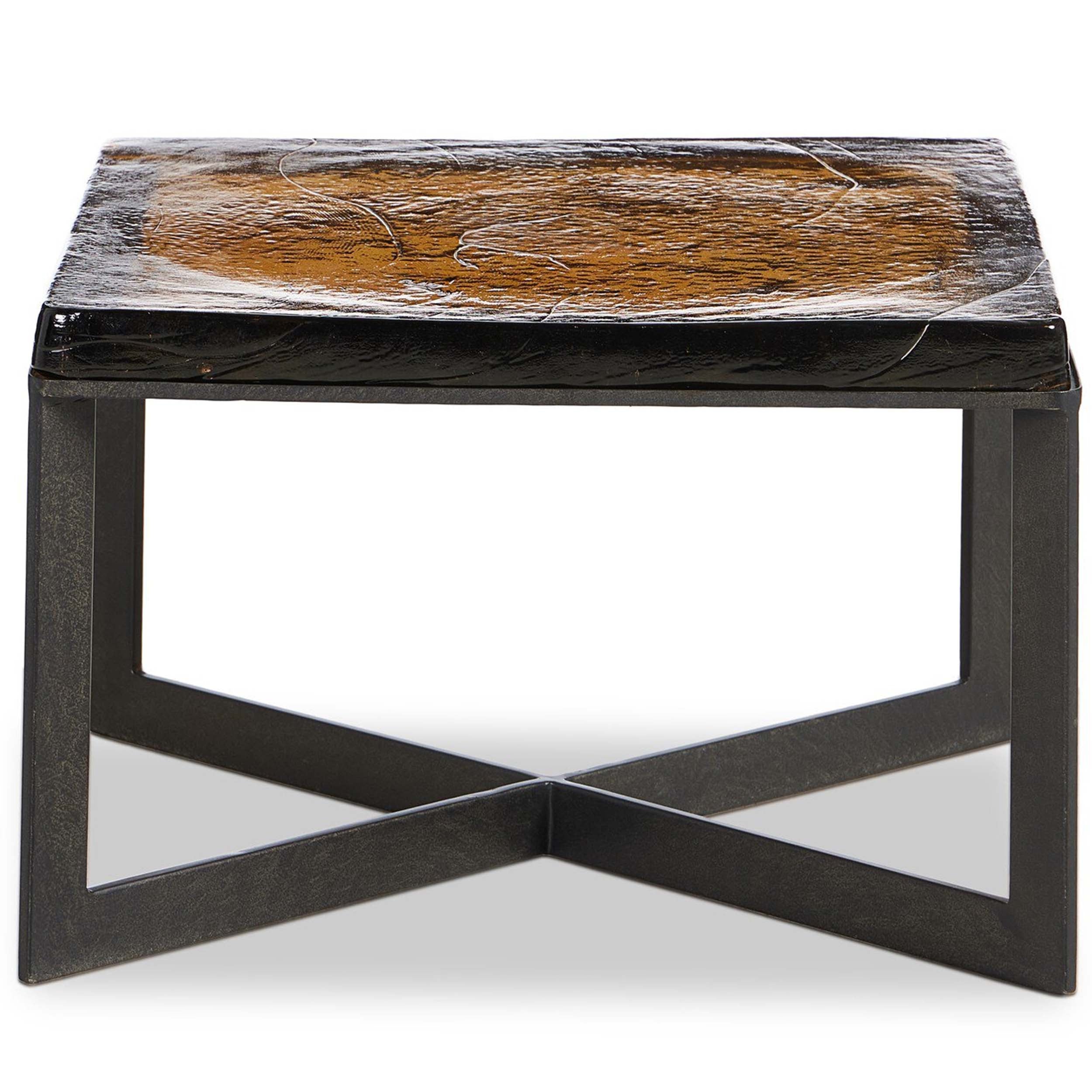 Lennie Cast Glass Bunching Table, Amber Cast Glass