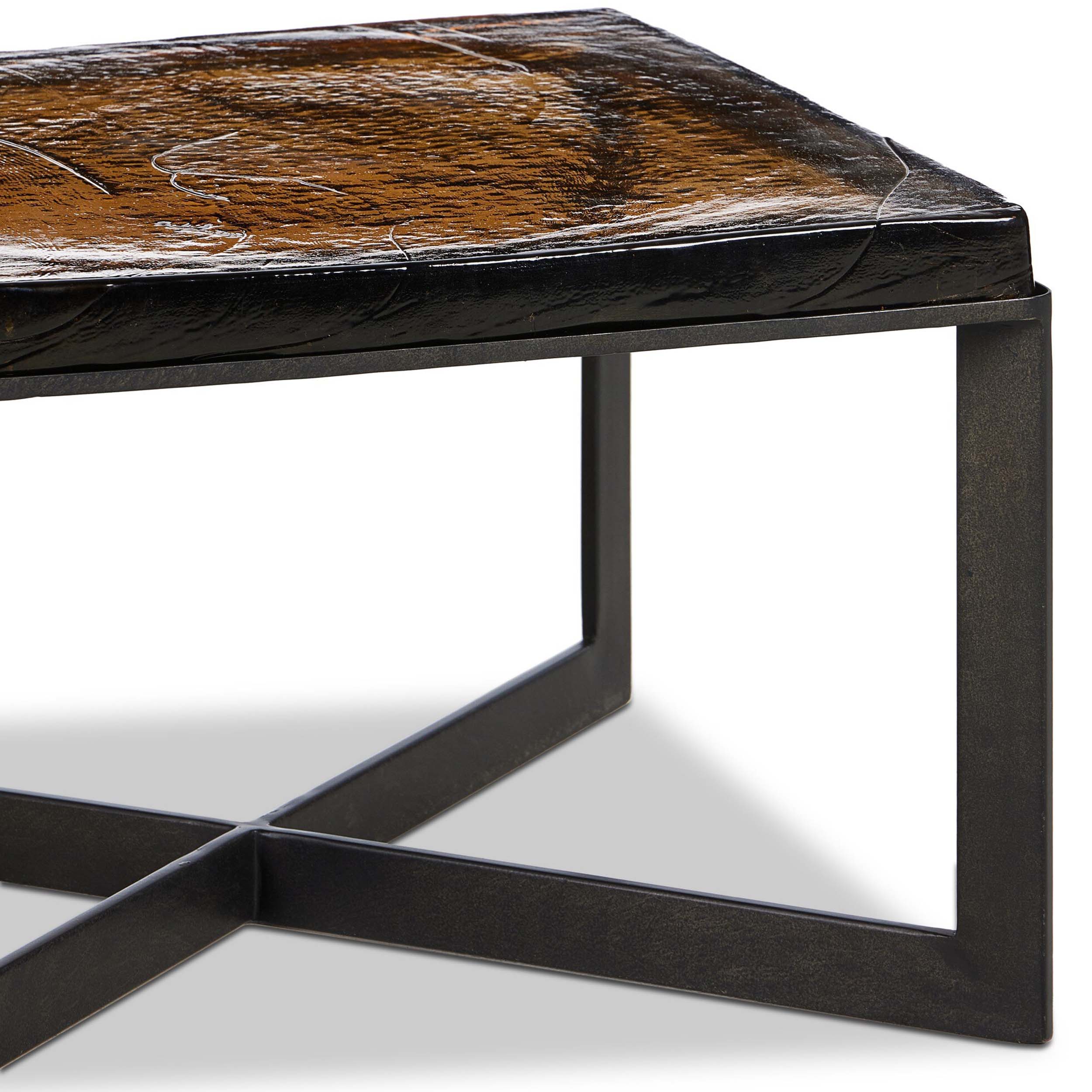 Lennie Cast Glass Bunching Table, Amber Cast Glass