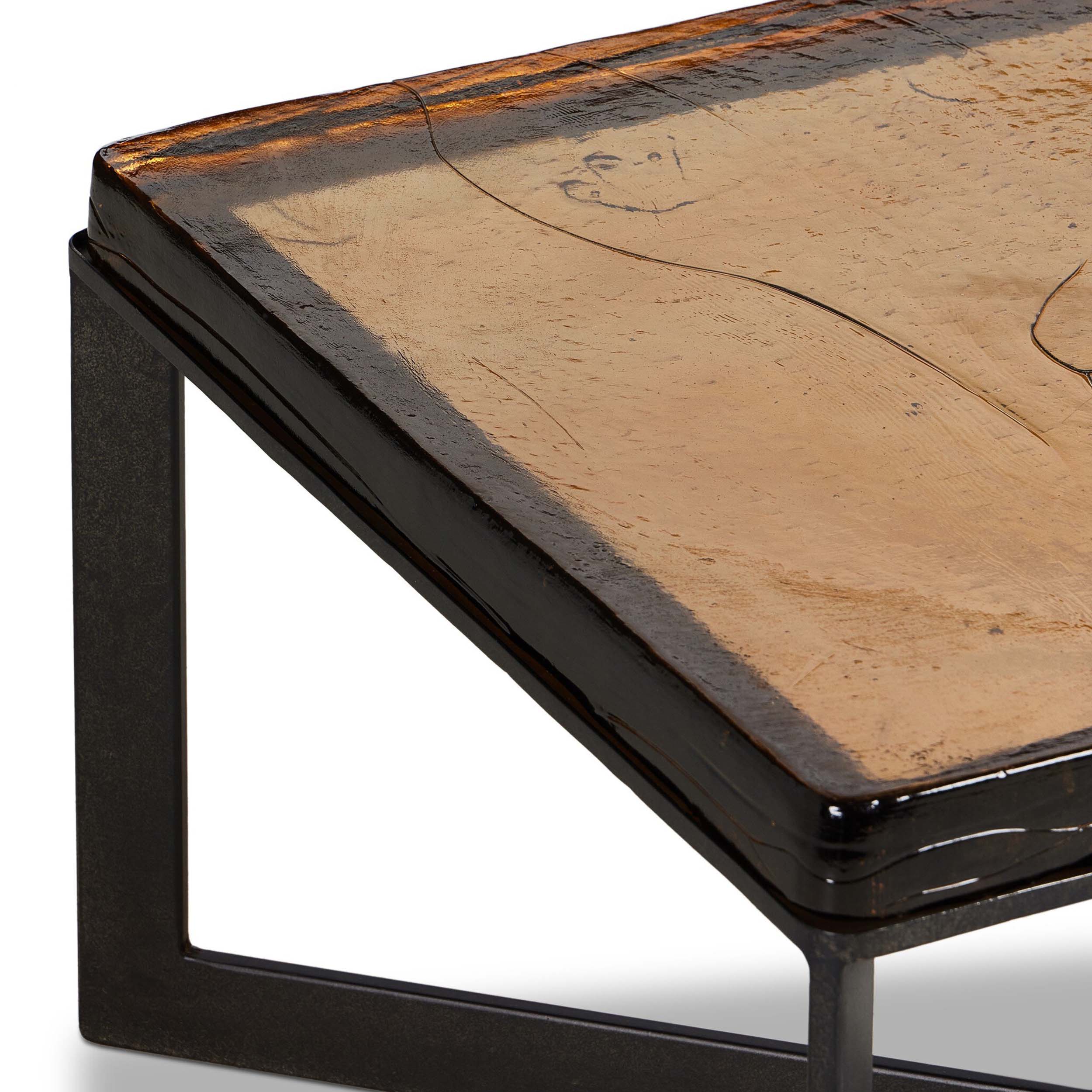 Lennie Cast Glass Bunching Table, Amber Cast Glass
