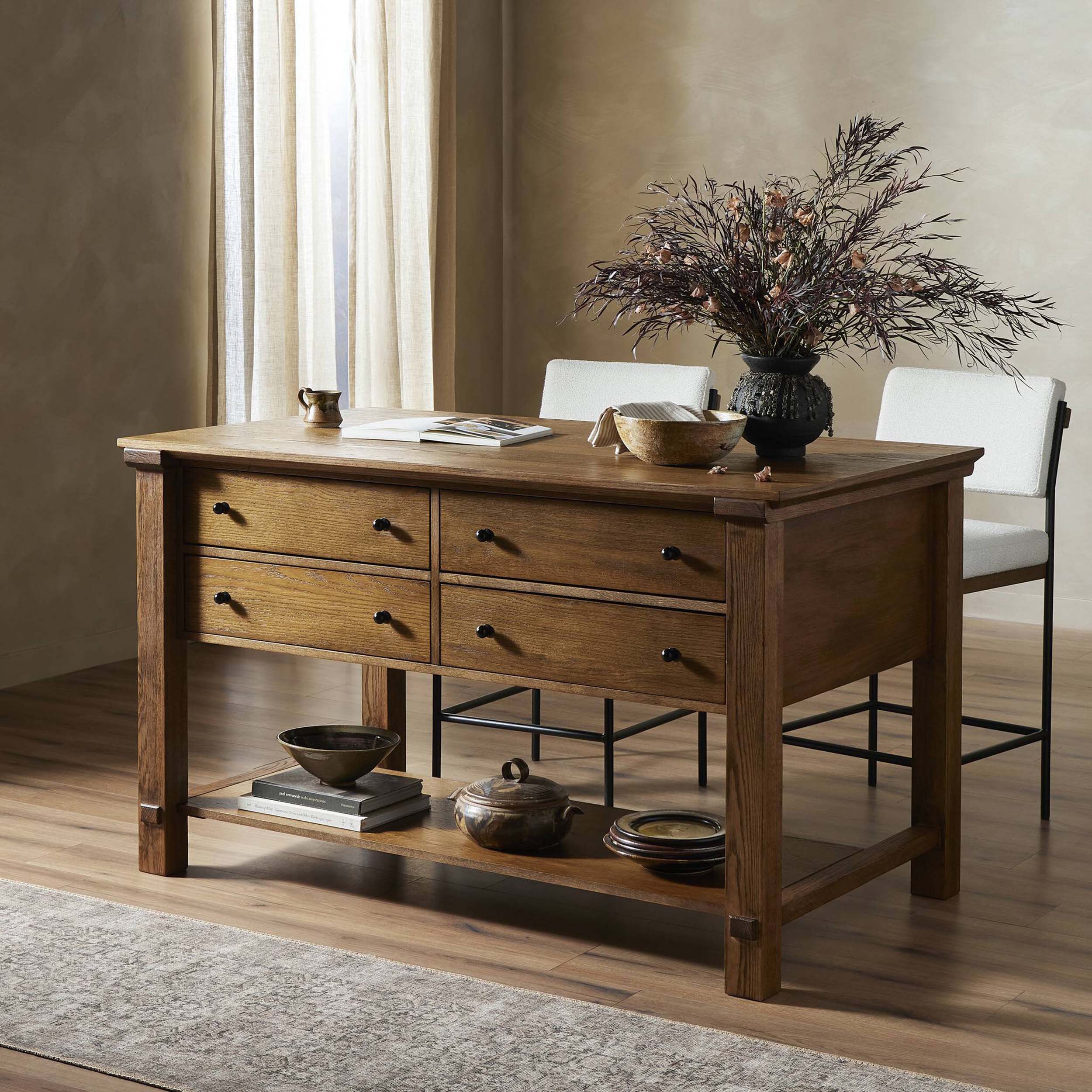 Gardendale Small Kitchen Island, Tan Oak Veneer