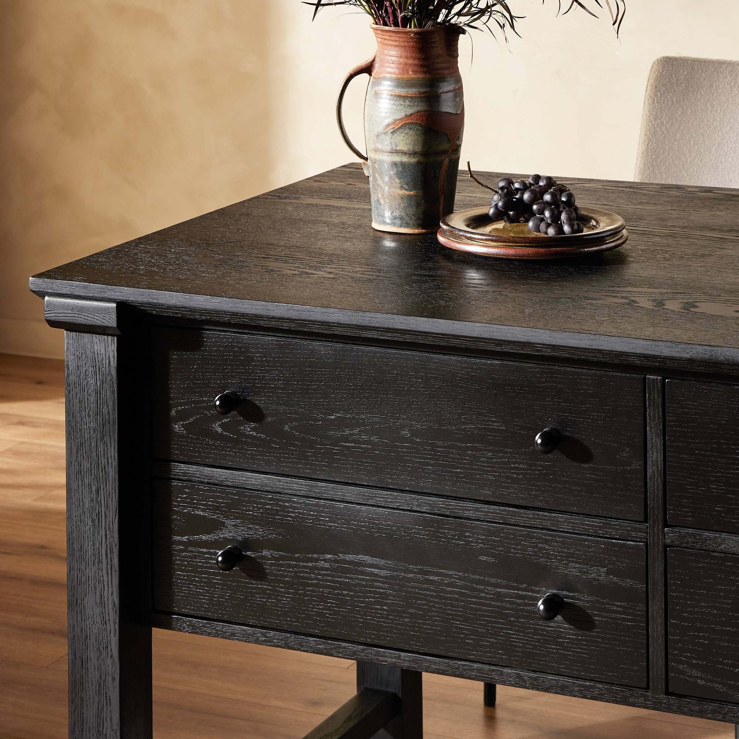 Gardendale Small Kitchen Island, Stained Black Oak Veneer
