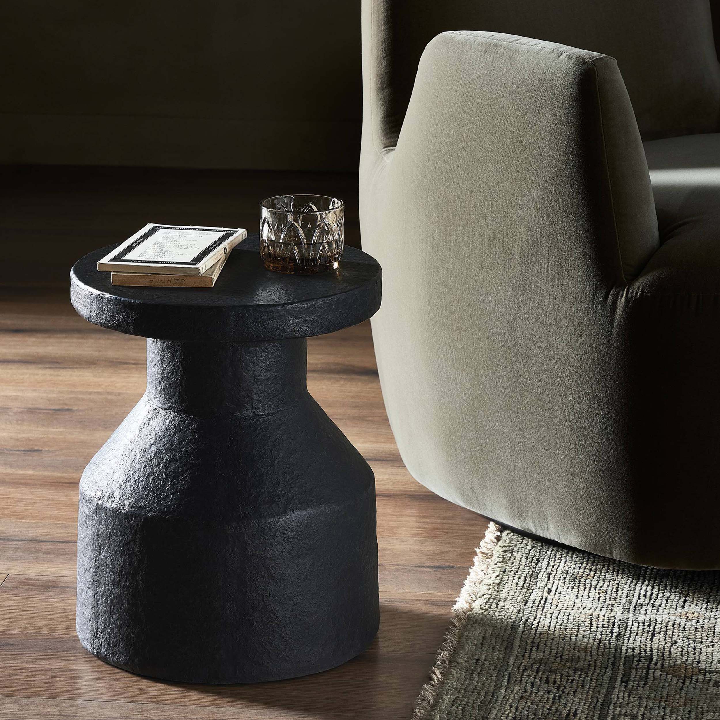 Odeon End Table, Distressed Graphite Concrete