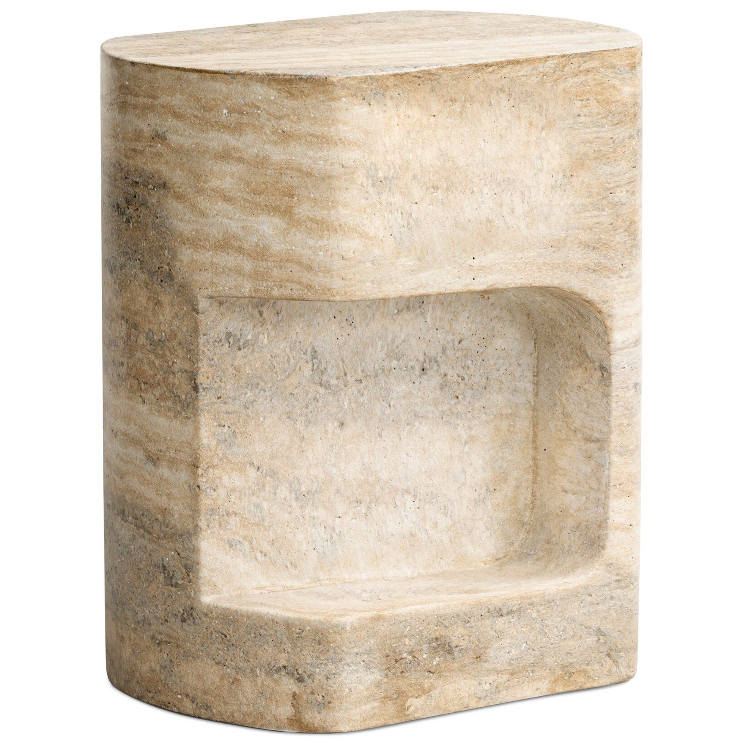 Clementine End Table, Textured Sandy Grey
