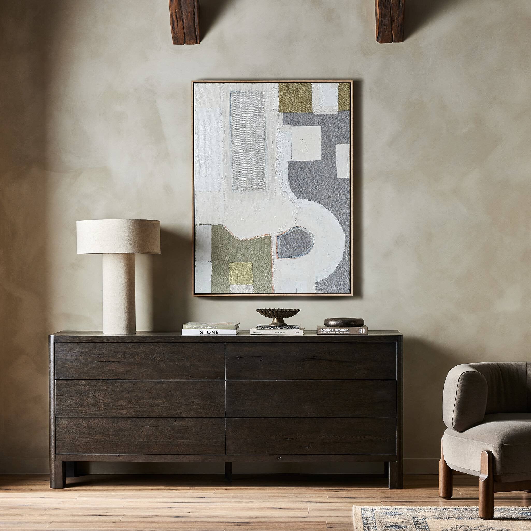Noeline 6-Drawer Dresser, Smoked Black Oak Veneer