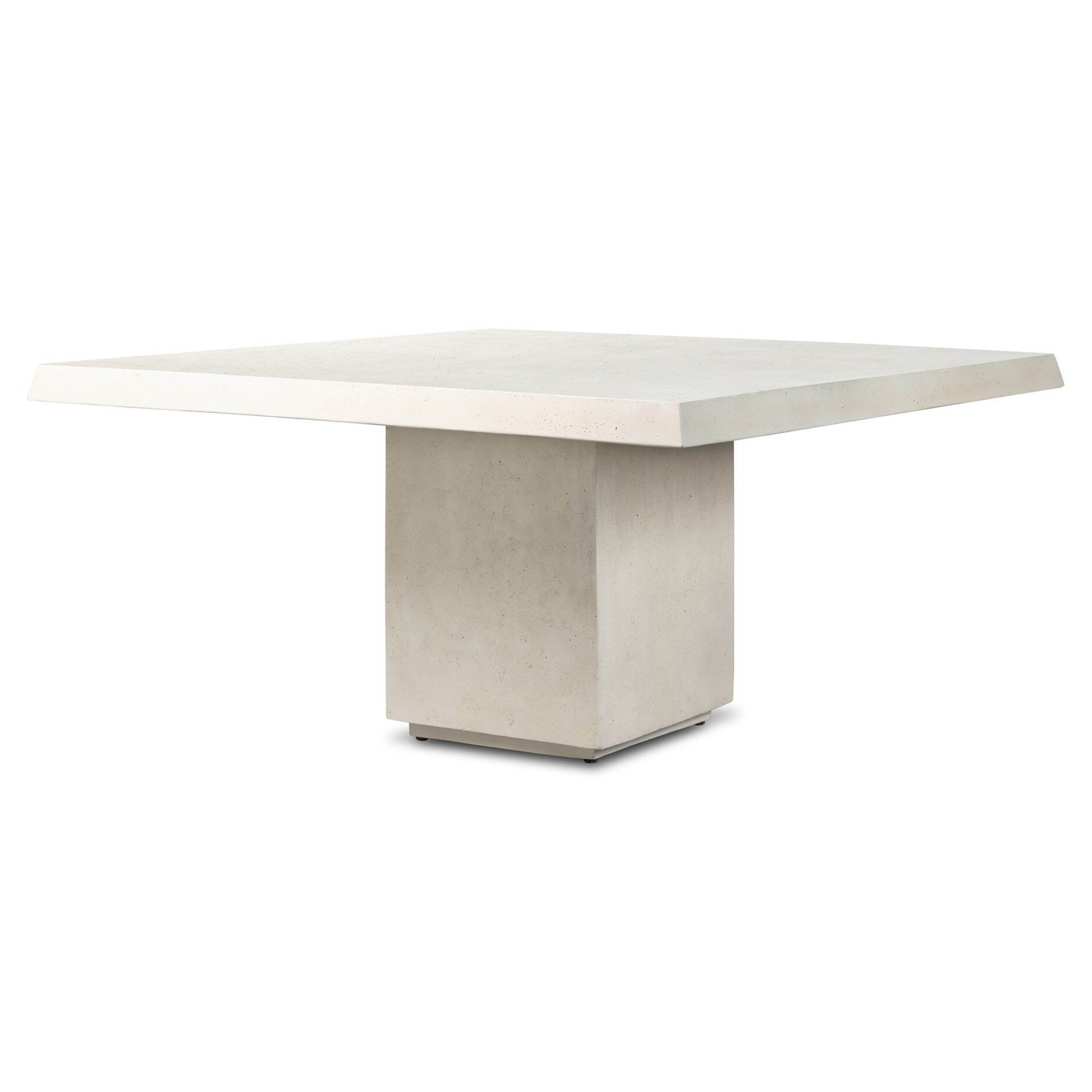 Avila Outdoor Dining Table-60", Aged White Concrete