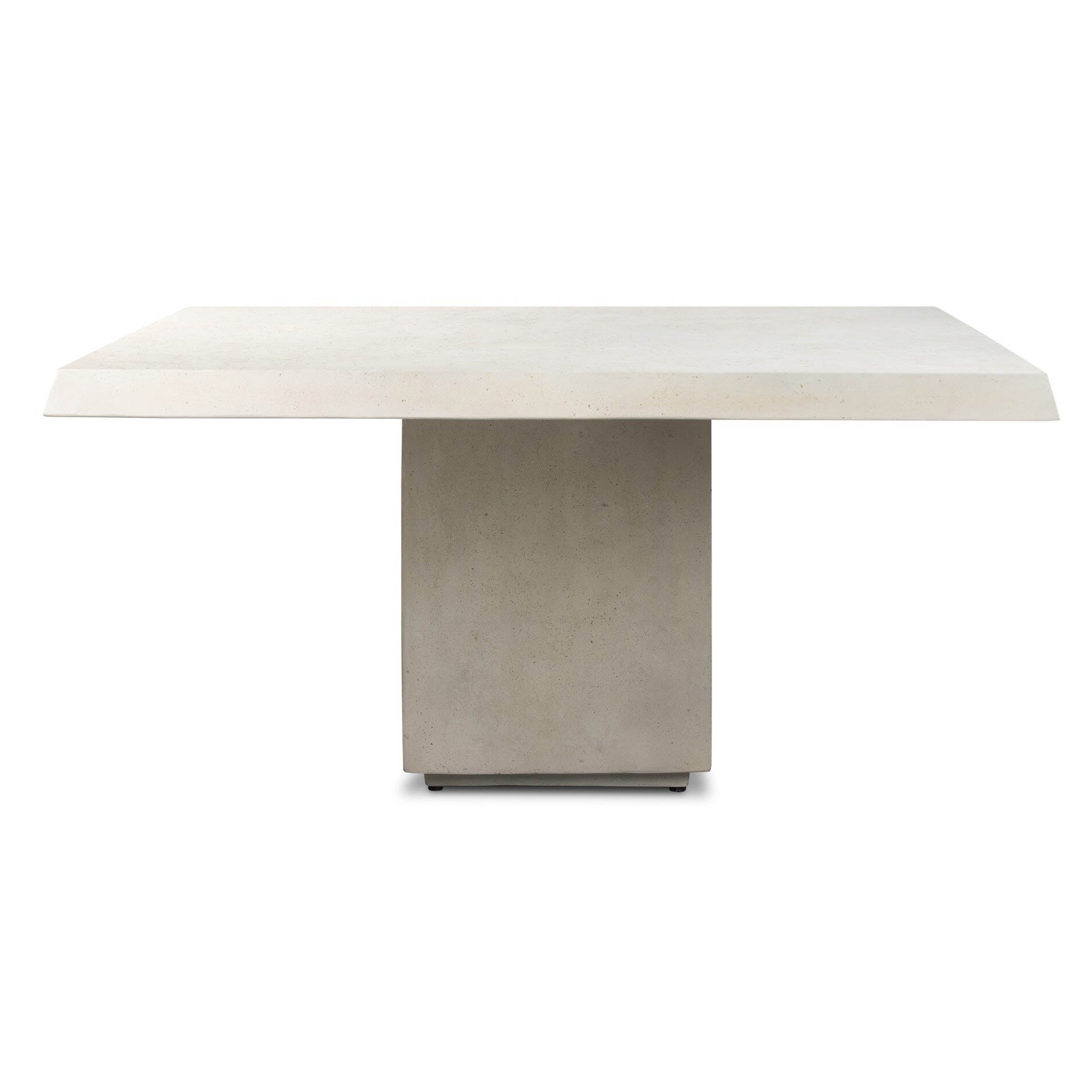Avila Outdoor Dining Table-60", Aged White Concrete