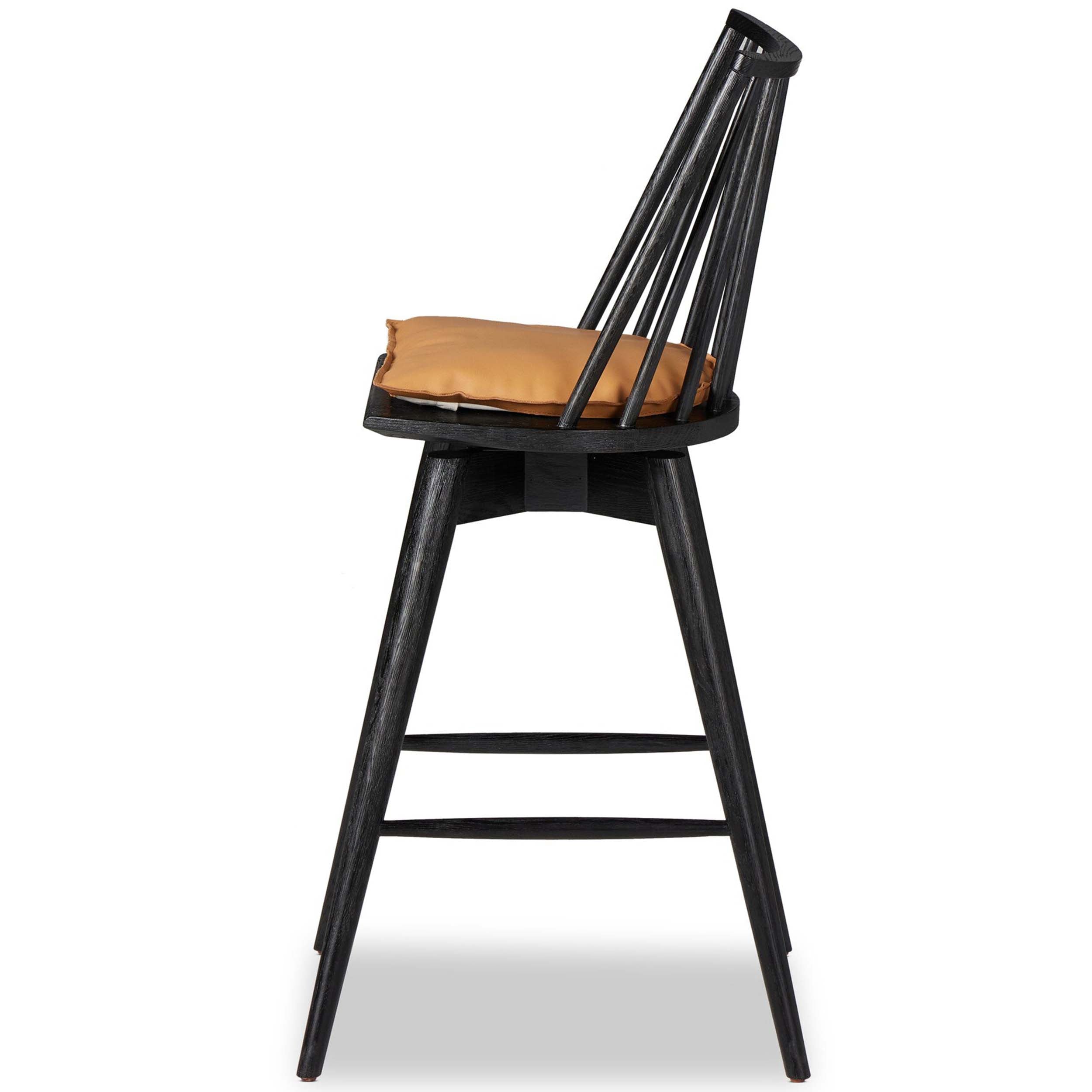 Lewis Swivel Bar + Counter Stool, Whiskey Saddle