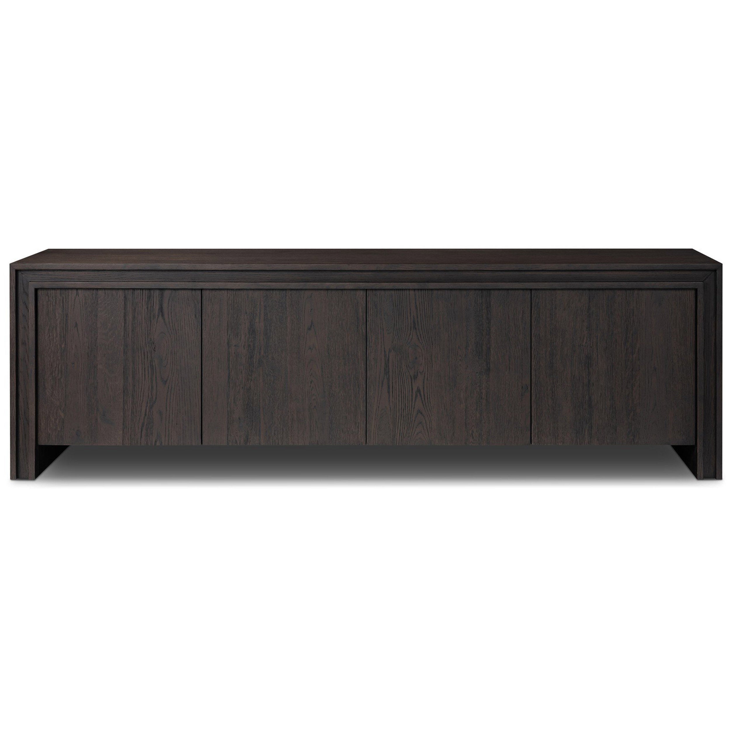 Chalmers Media Console, Smoked Black Resawn Oak