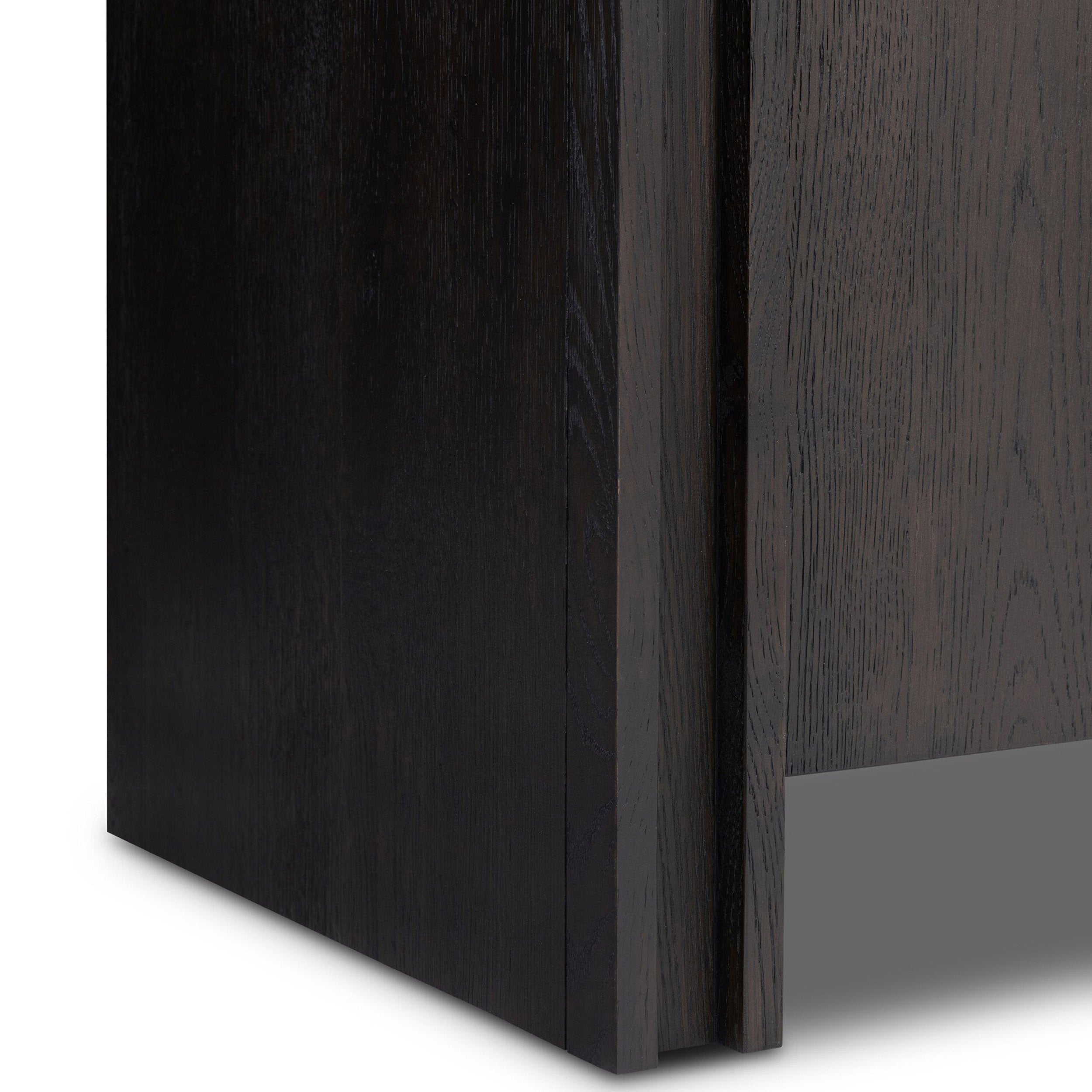 Chalmers Media Console, Smoked Black Resawn Oak